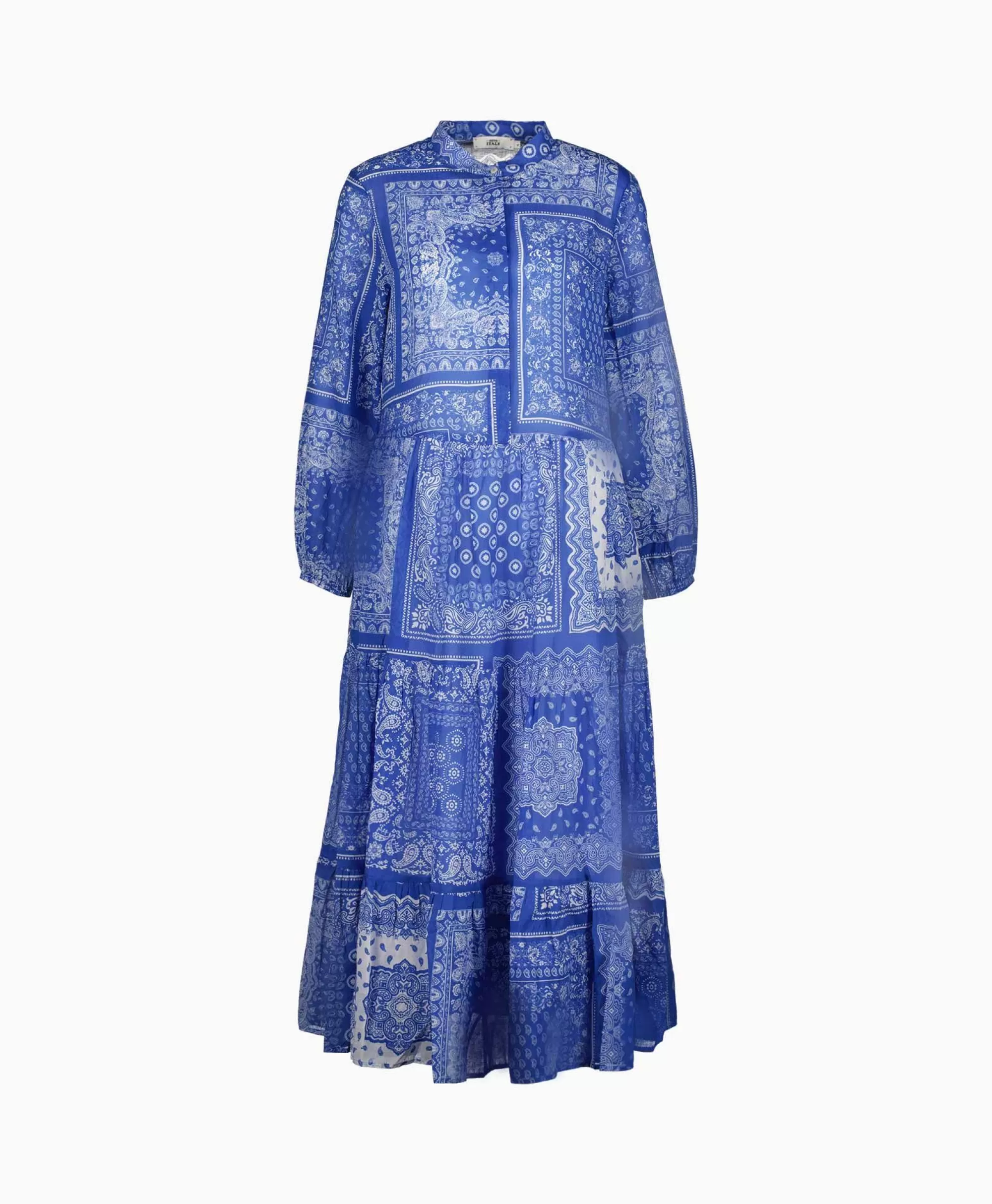 Jurken*0039 Italy Maxi Jurk Mila Long 212344 Blauw Dessin