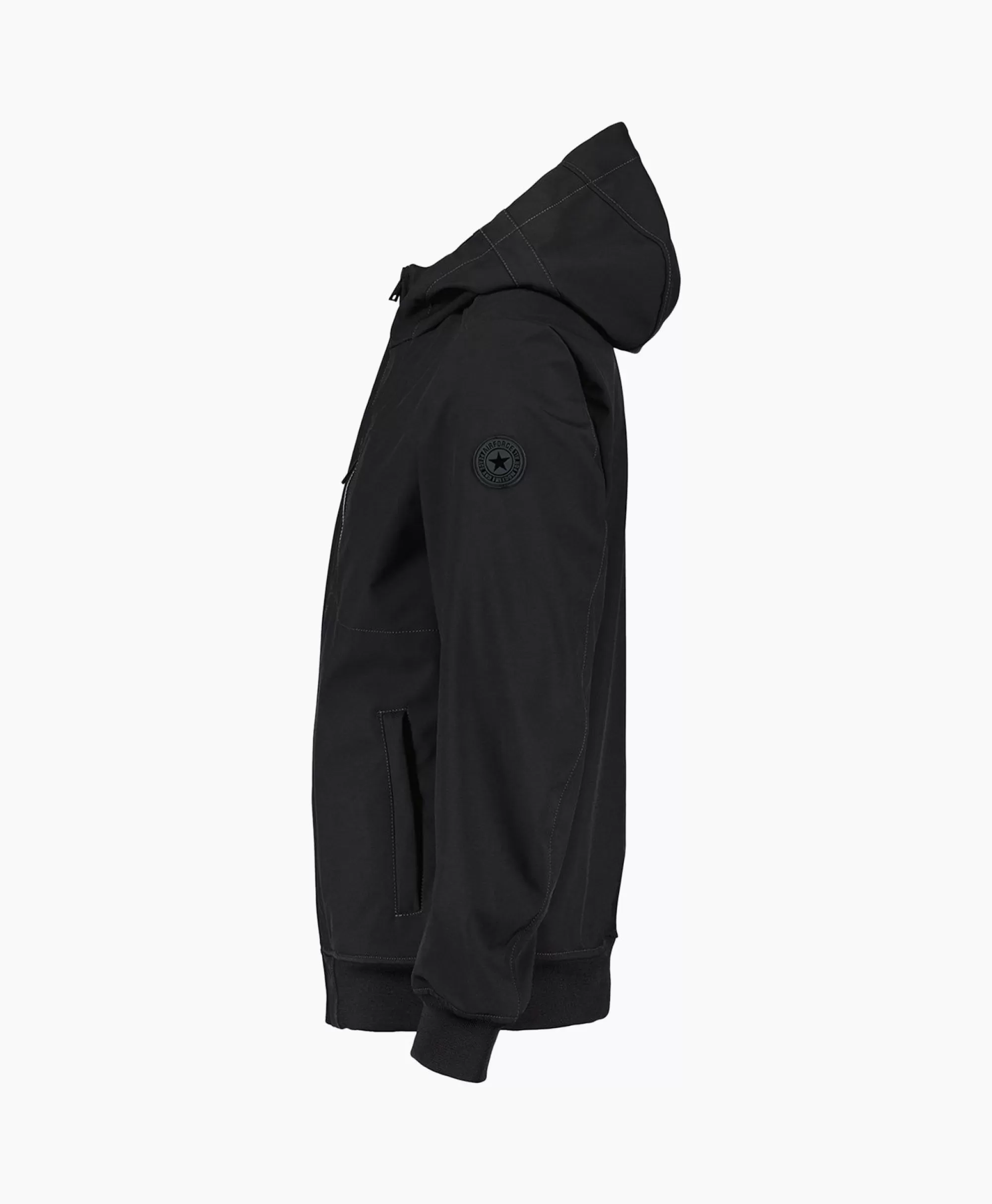 Jassen*Airforce Softshell Jas Hooded Zwart