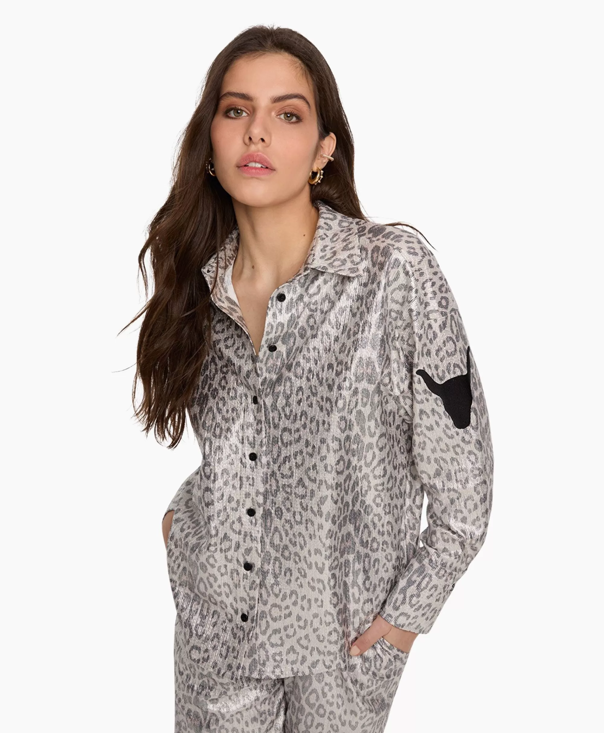 Blouses*Alix The Label Blouse Knitted Leopard Zilver