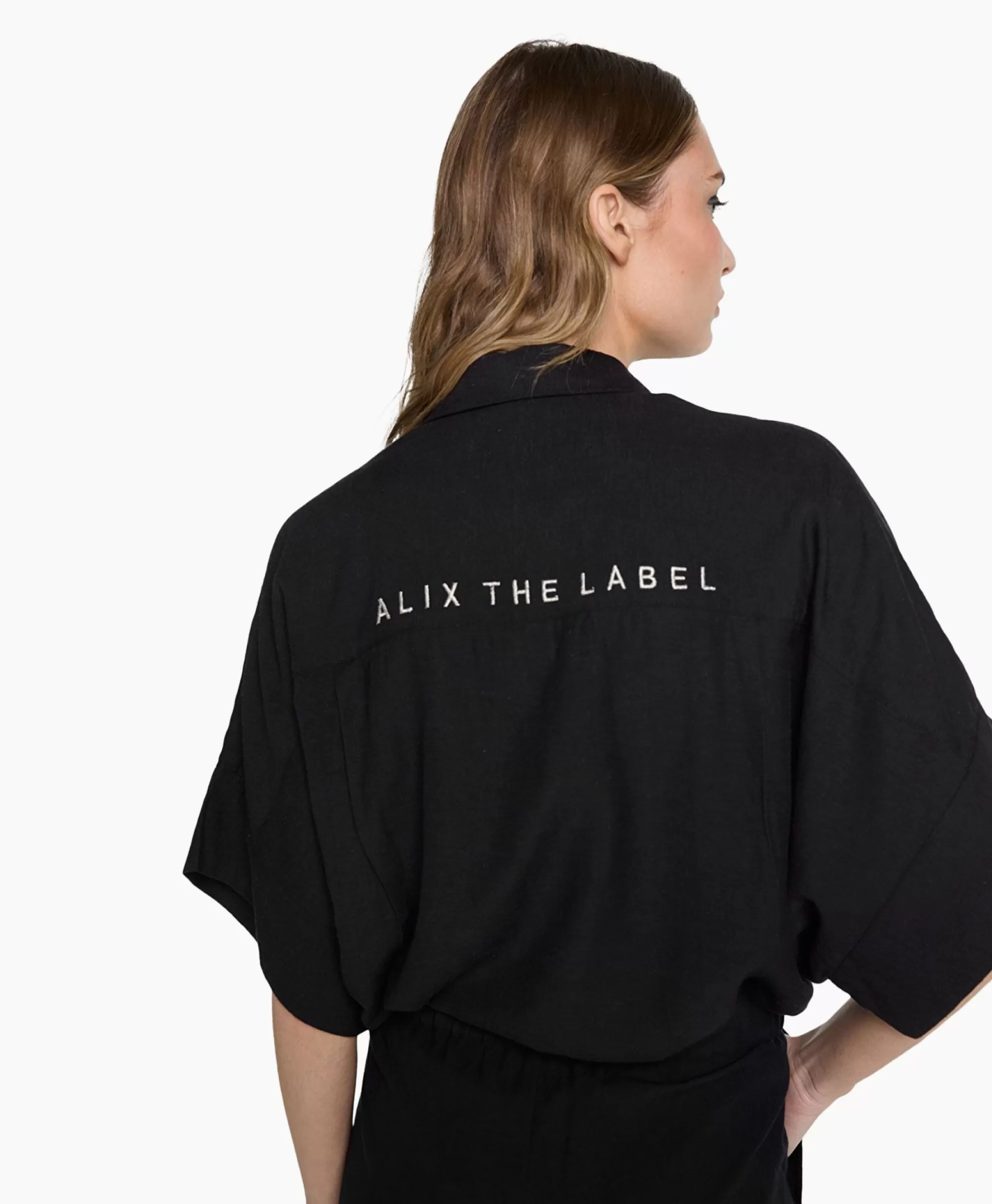 Blouses*Alix The Label Blouse Woven Linen Oversized Zwart