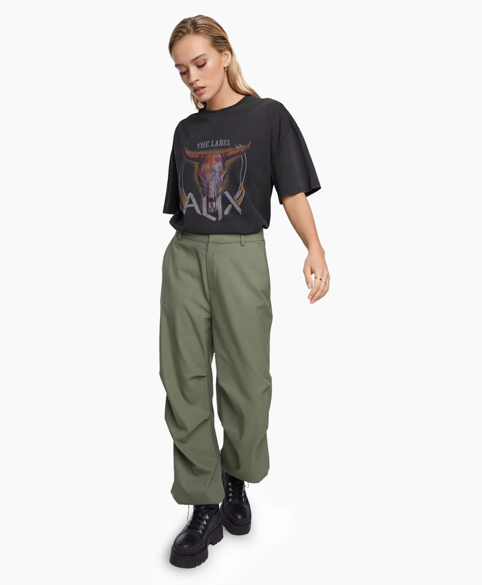 Broeken*Alix The Label Cargobroek Woven Baggy Pants Groen