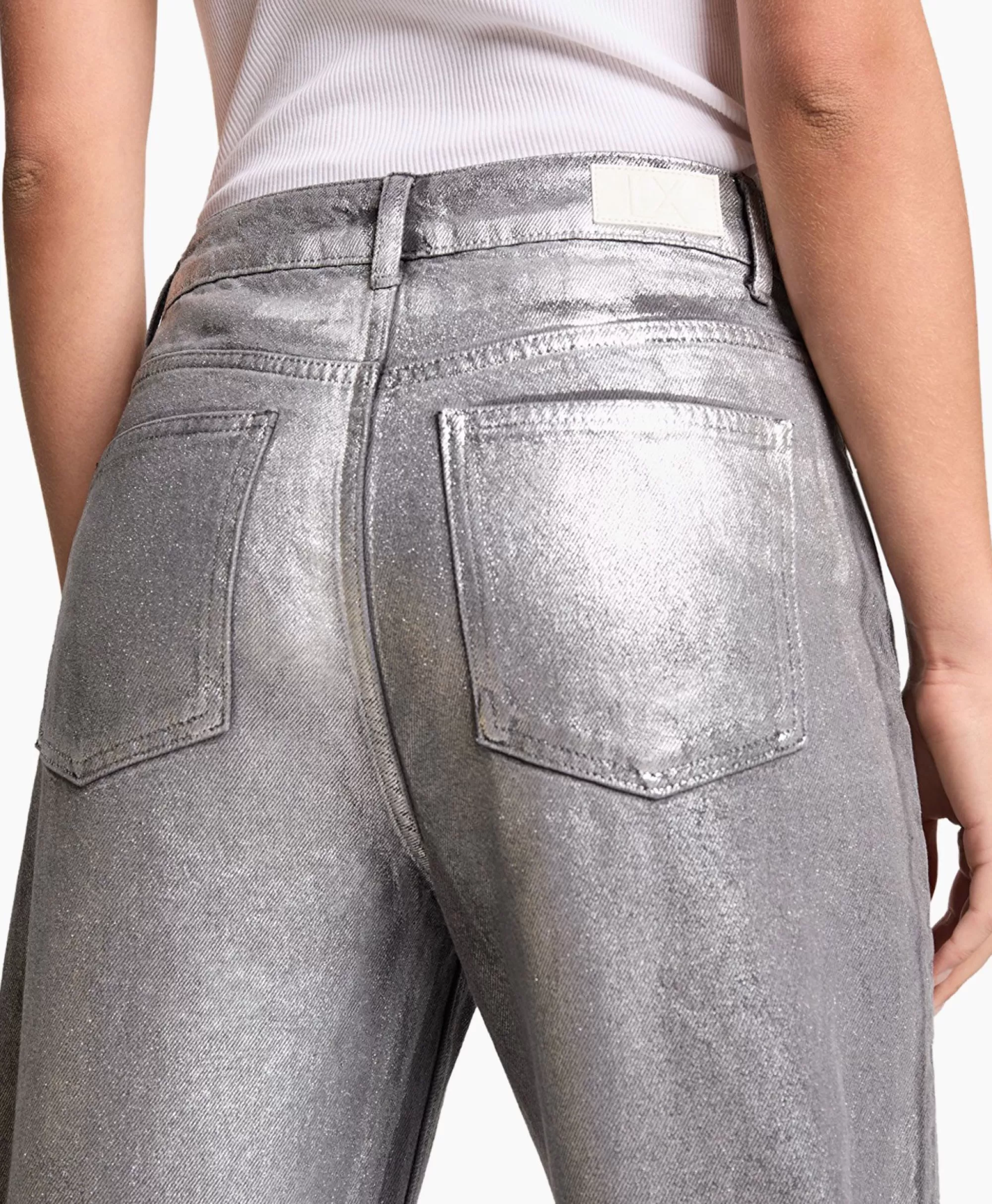 Broeken*Alix The Label Jeans Woven Silver Denim Zilver