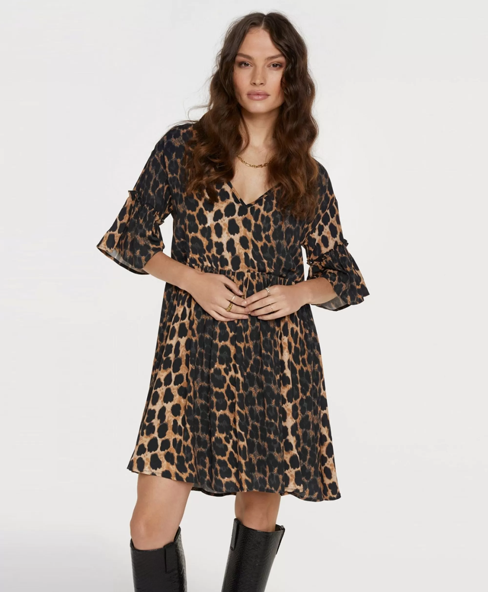 Bruiloftskleding*Alix The Label Jurk Ladies Woven Animal Dress Print + 2 Kleurig