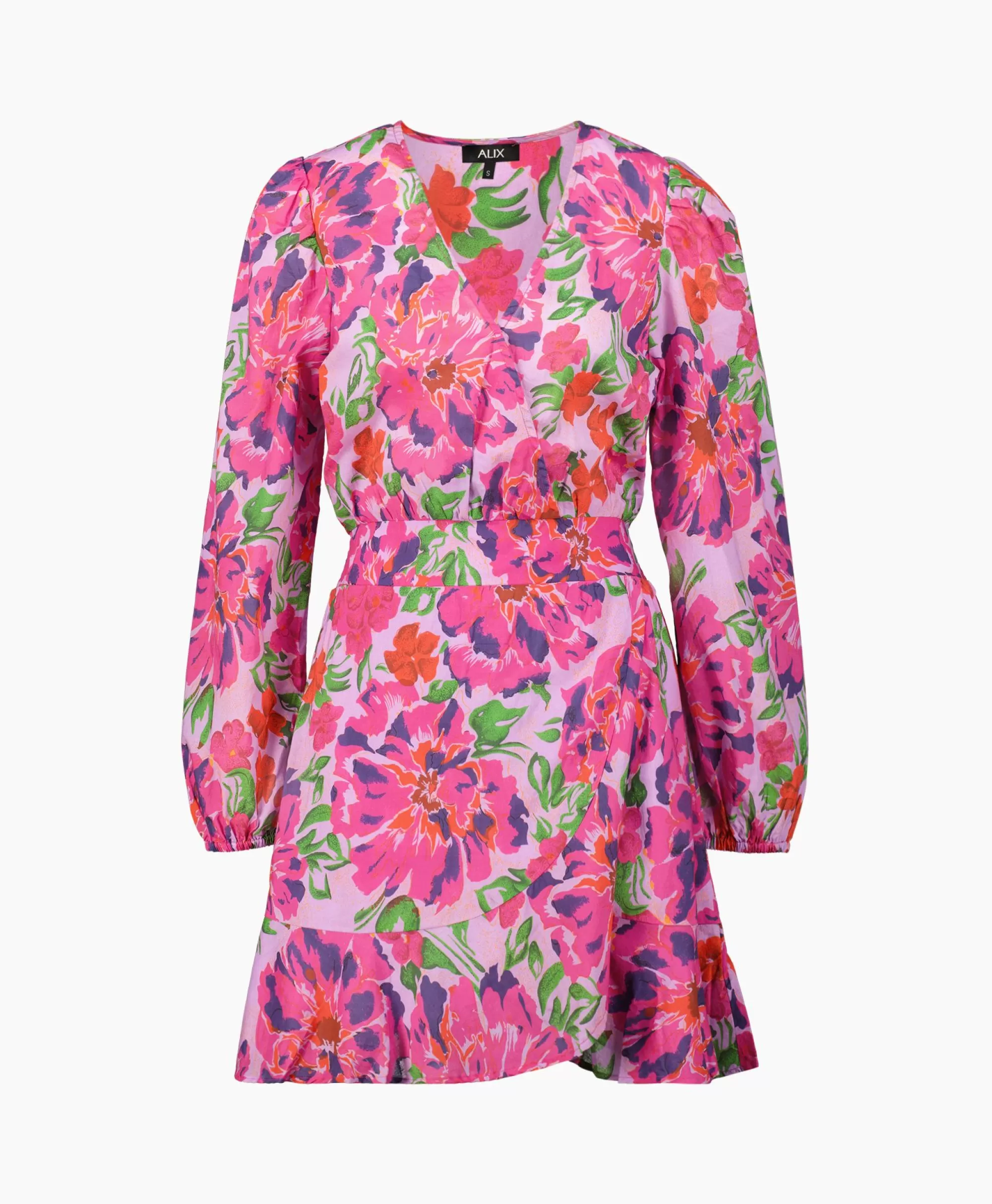 Bruiloftskleding*Alix The Label Jurk Ladies Woven Painted Flower Broderie Dress Print + 2 Kleurig