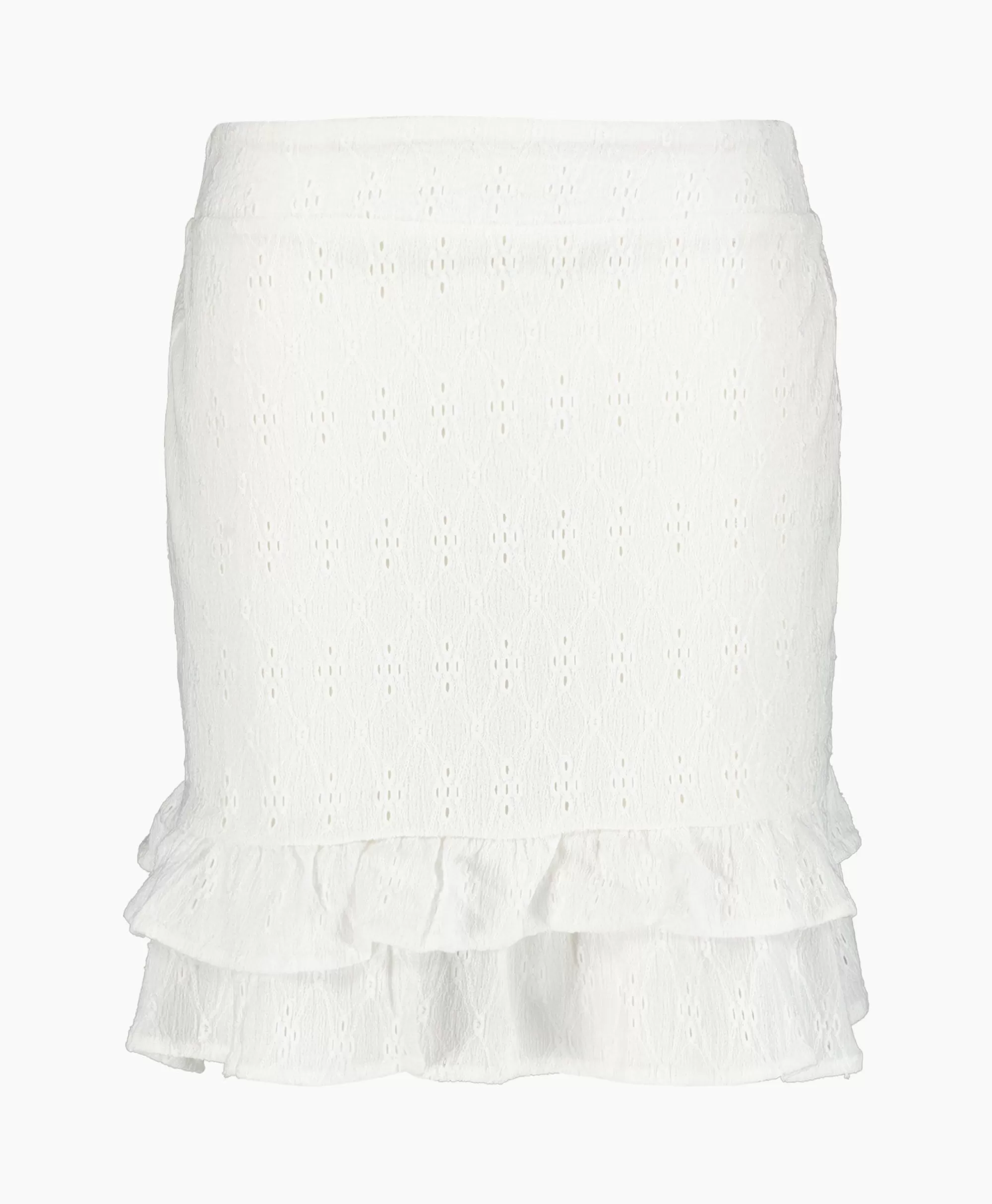 Rokken*Alix The Label Minirok Knitted Jersey Broderie Skirt Off White