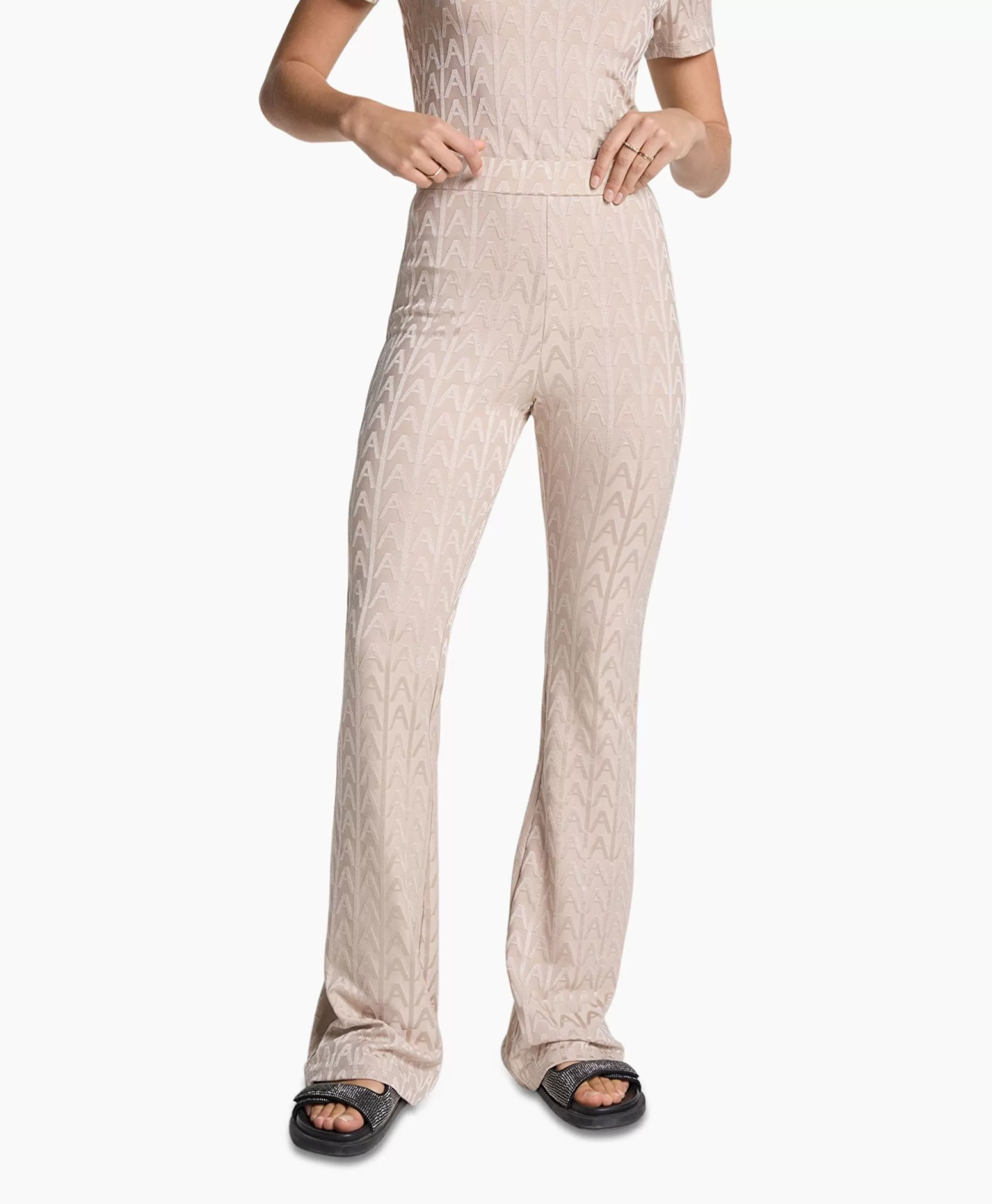 Broeken*Alix The Label Pantalon Knitted A Jacquard Zand