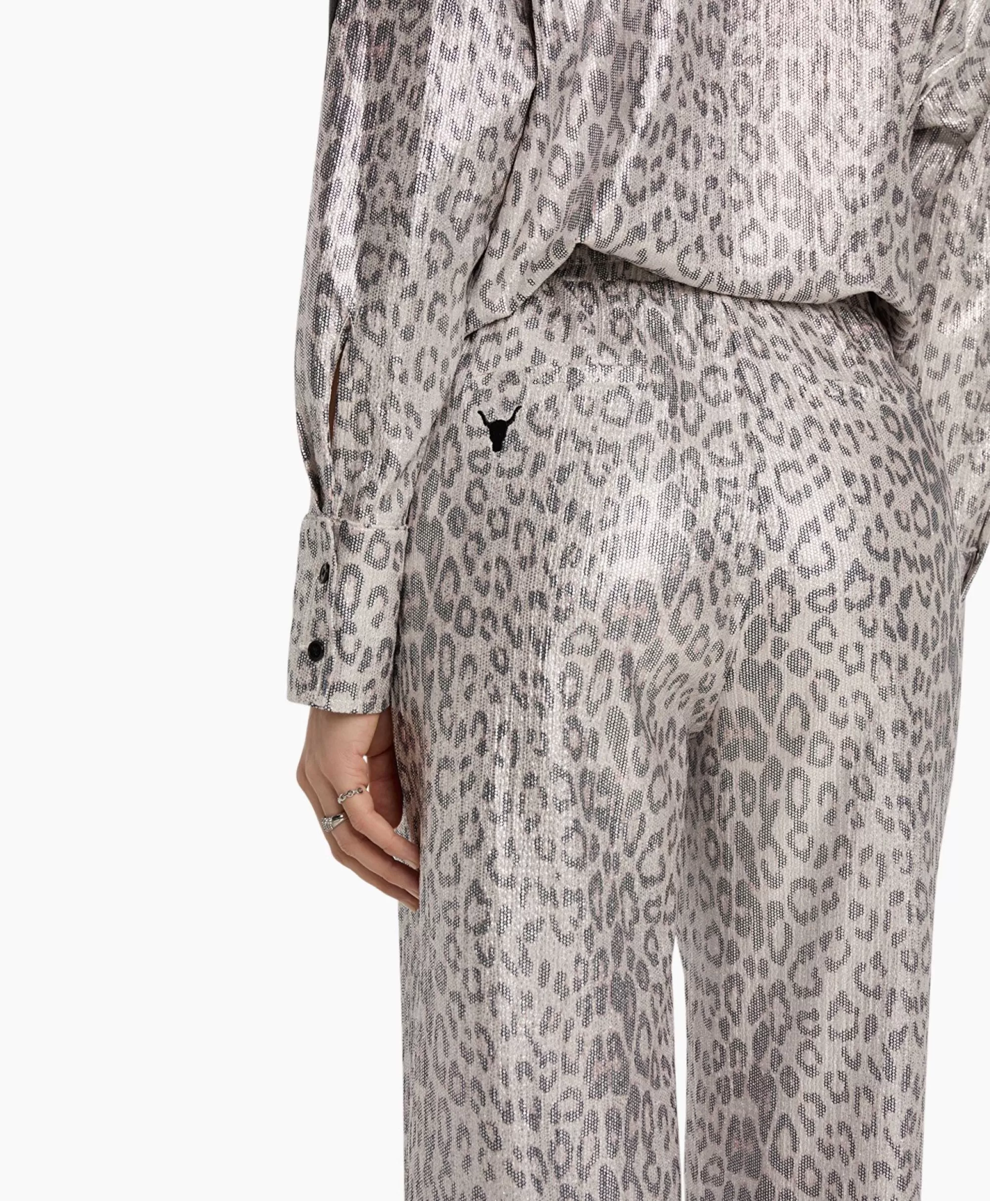 Broeken*Alix The Label Pantalon Knitted Leopard Zilver