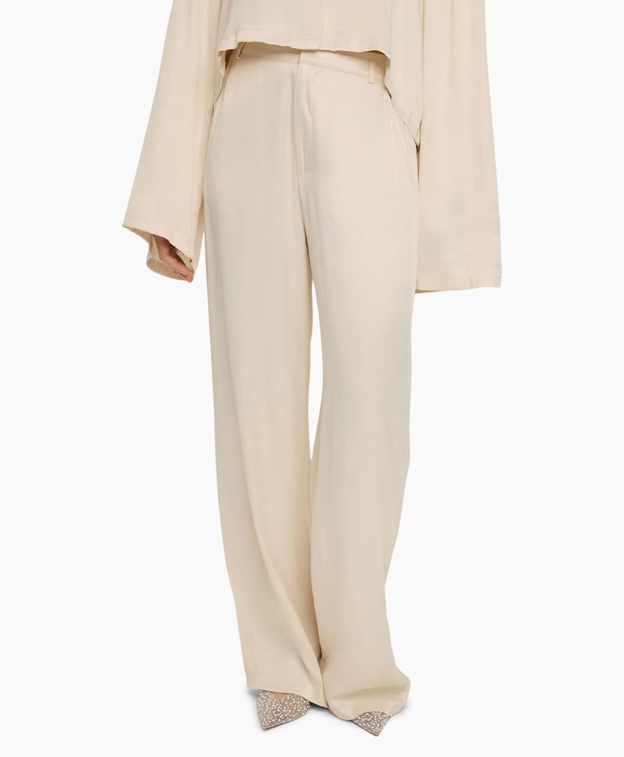 Broeken*Alix The Label Pantalon Woven Satin Ecru