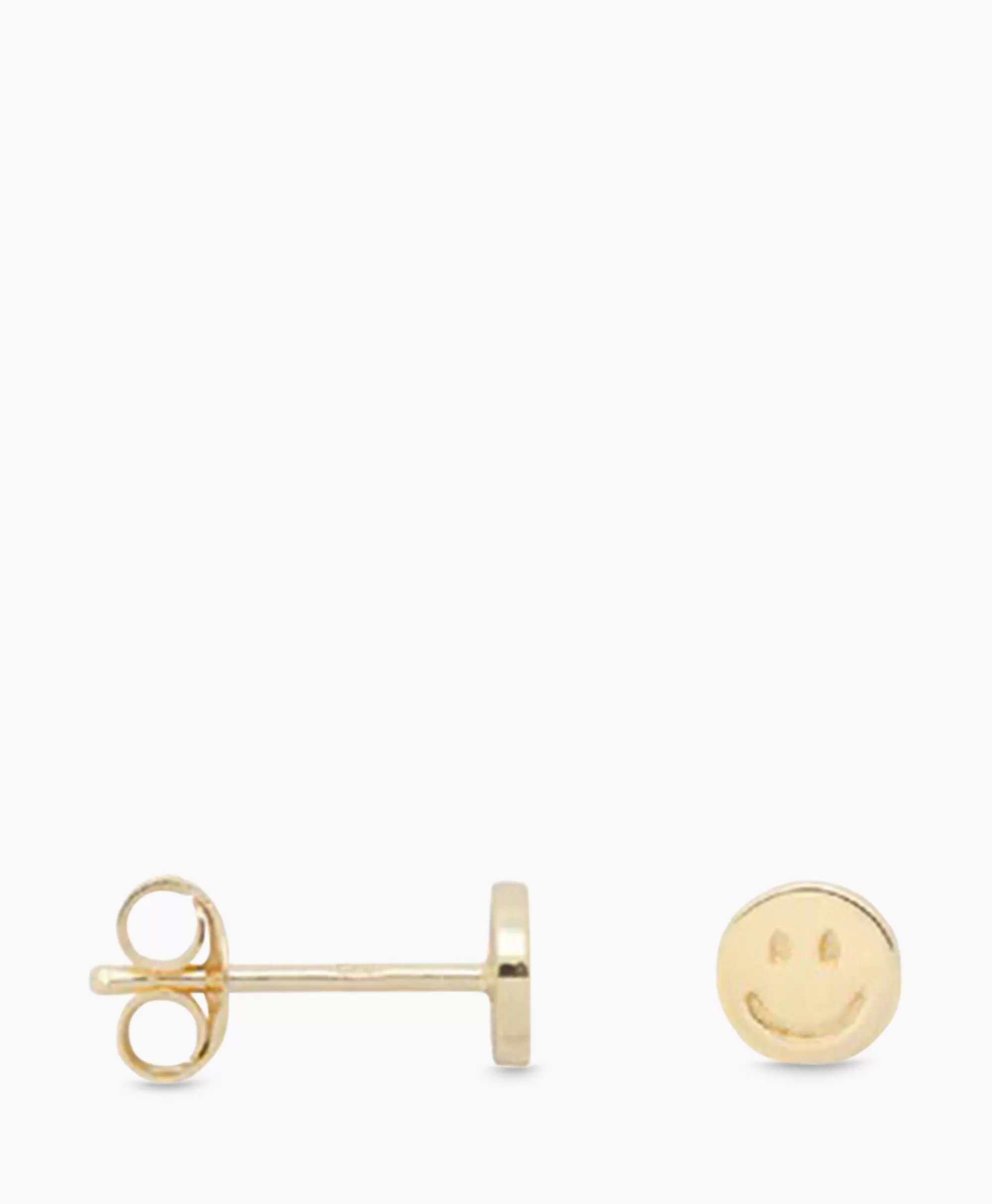 Sieraden*Anna+nina Oorbellen Single Smiley Stud Silver Goldplated Goud