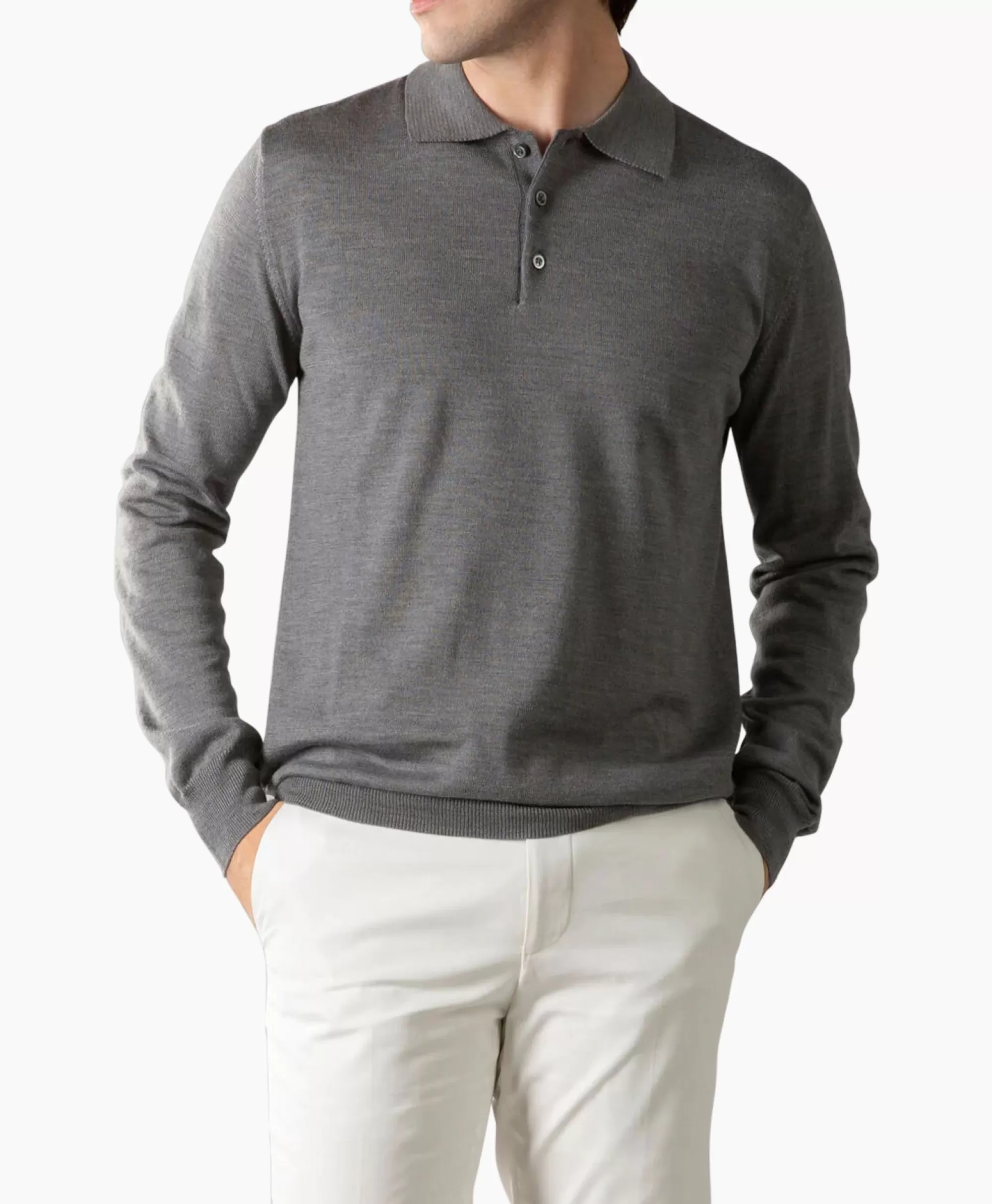 Polo'S*Aurelien Polo Longsleeve Donker Grijs