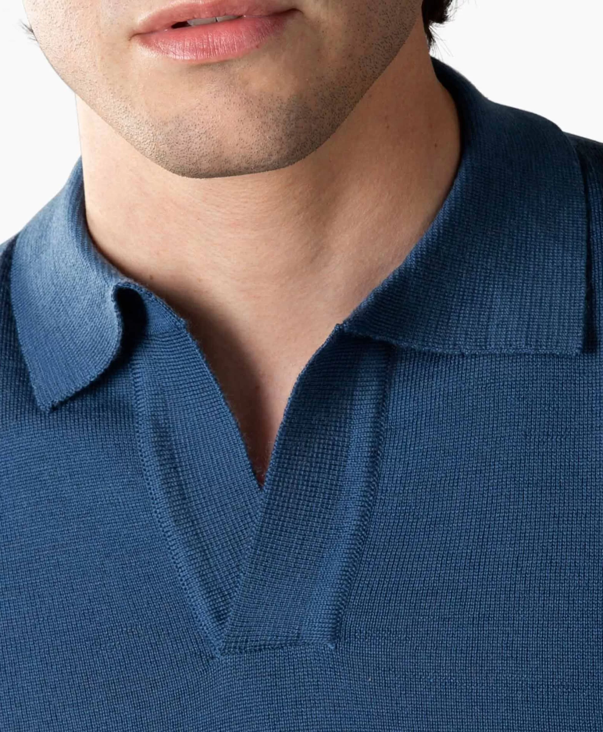 Truien*Aurelien Pullover Buttonless Polo L Blauw