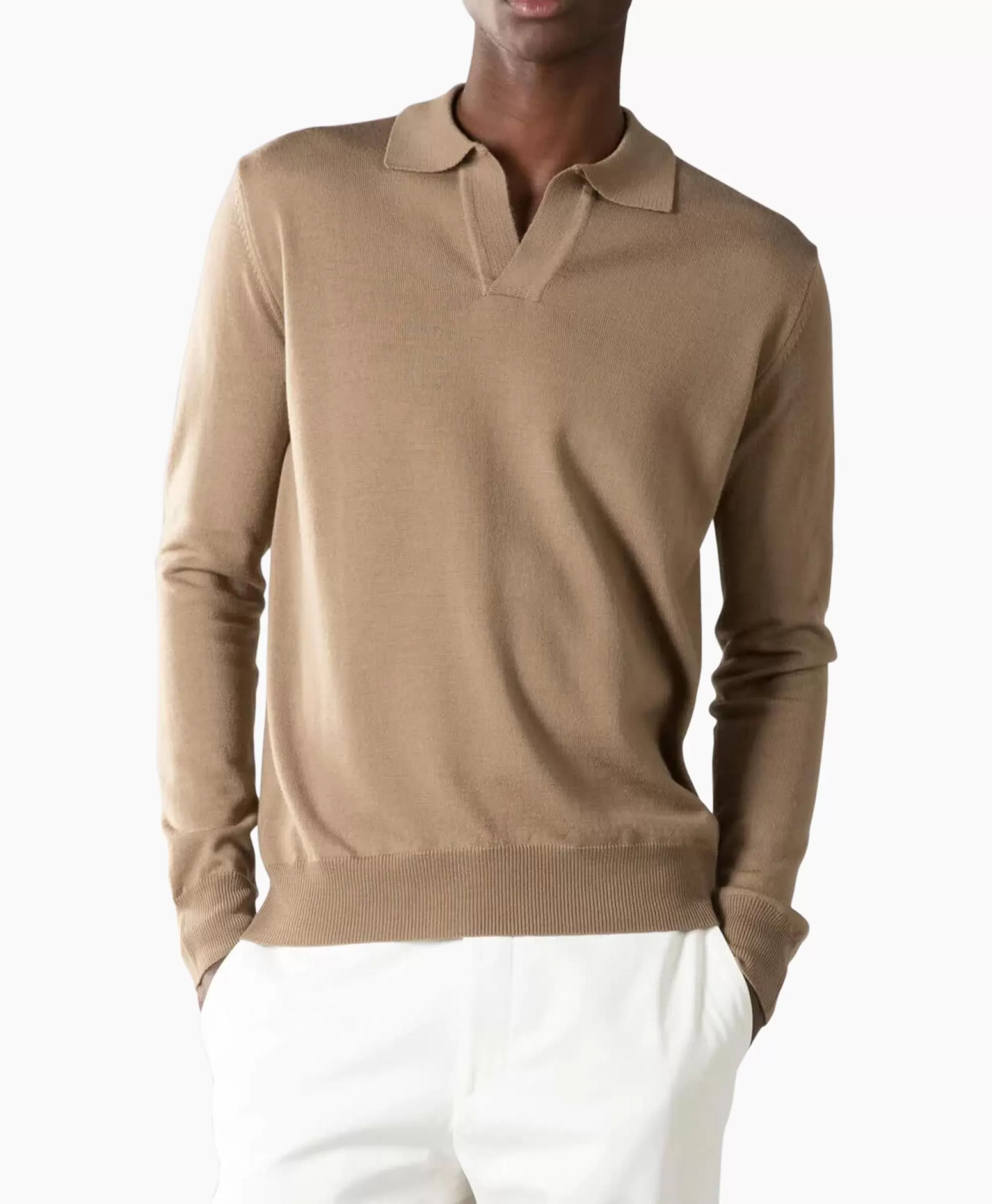 Truien*Aurelien Pullover Buttonless Polo L Taupe