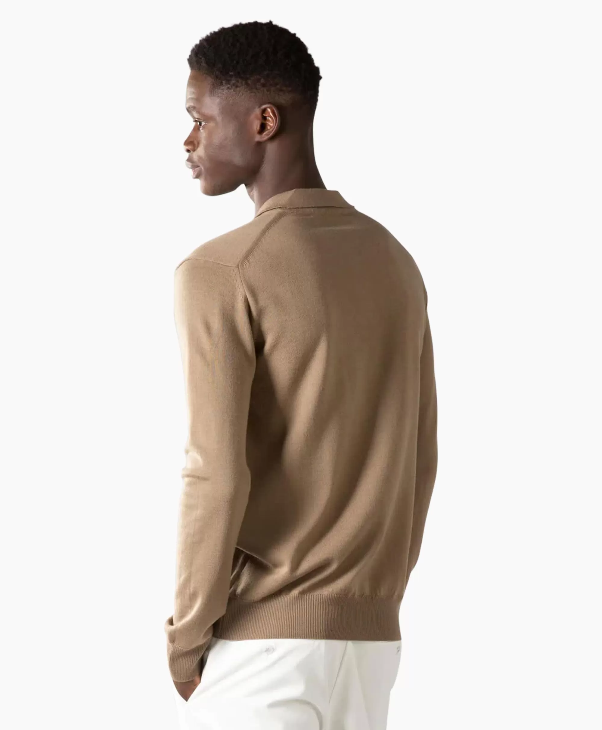 Truien*Aurelien Pullover Buttonless Polo L Taupe