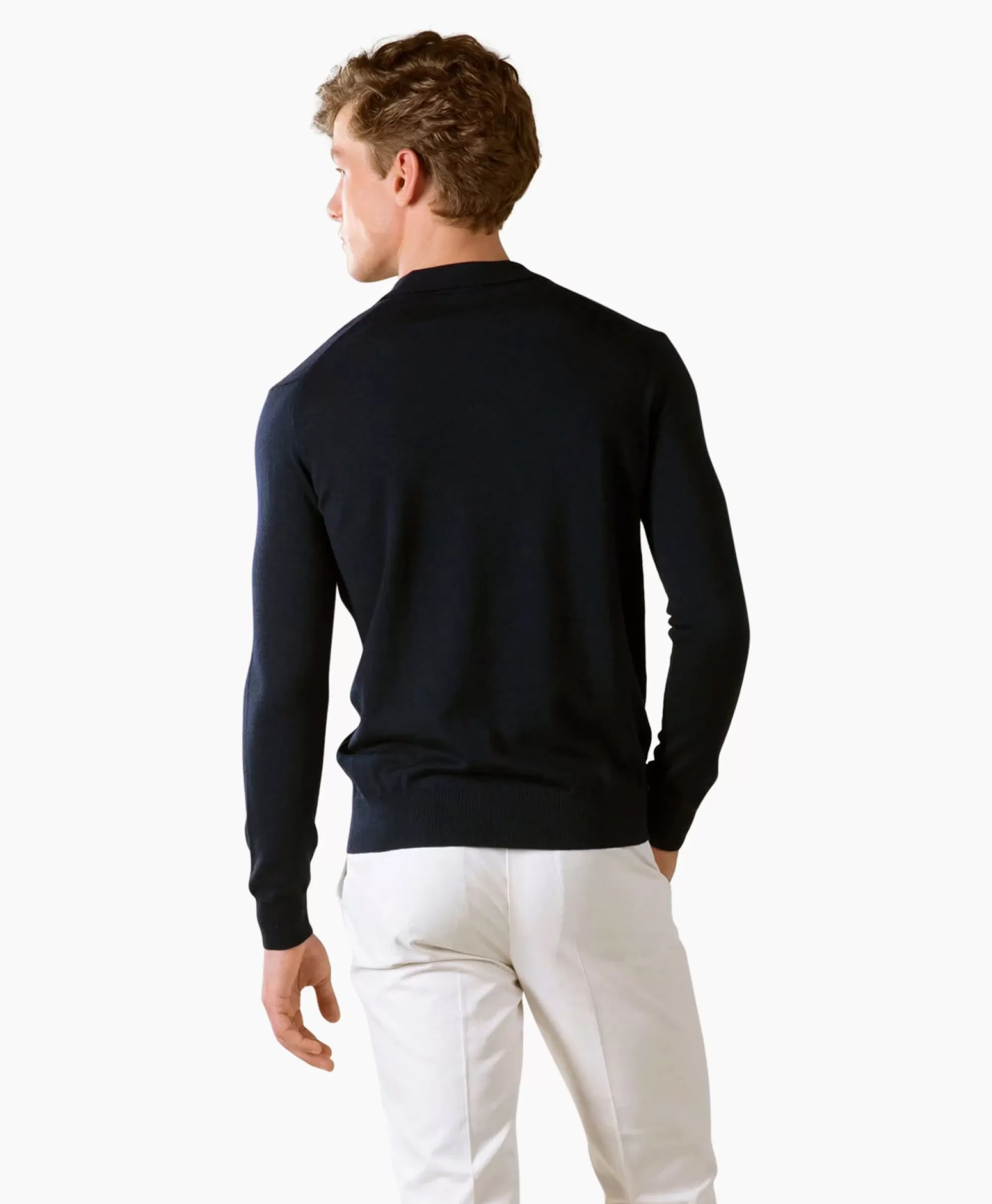 Truien*Aurelien Pullover Rib Zip Polos Ls Donker Blauw