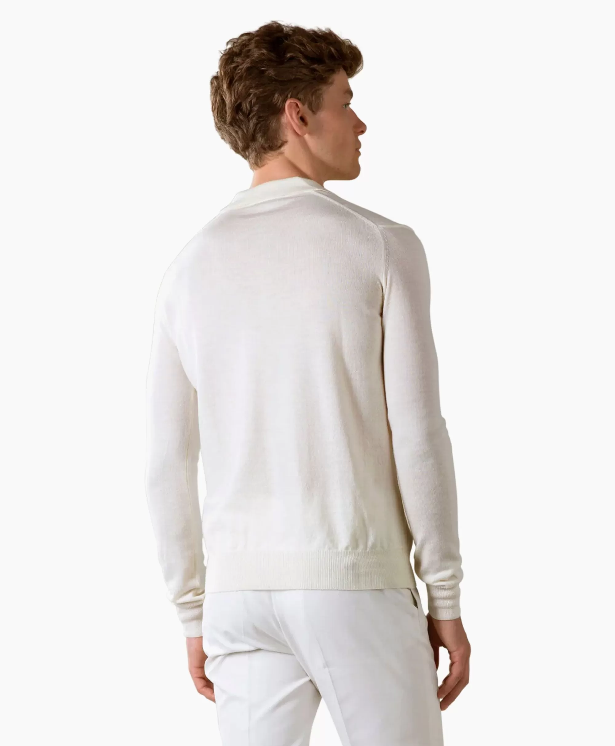 Truien*Aurelien Pullover Rib Zip Polos Ls Ivoor / Naturel