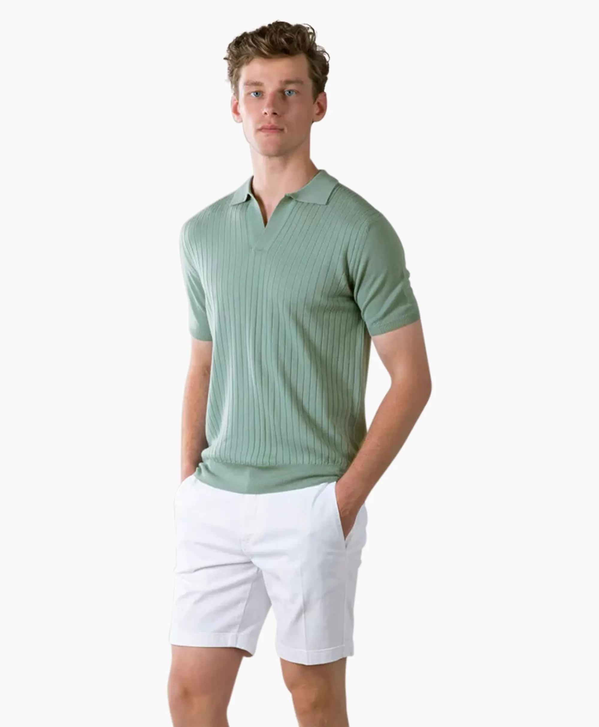 Polo'S*Aurelien Polo Buttonles Ribsl Groen