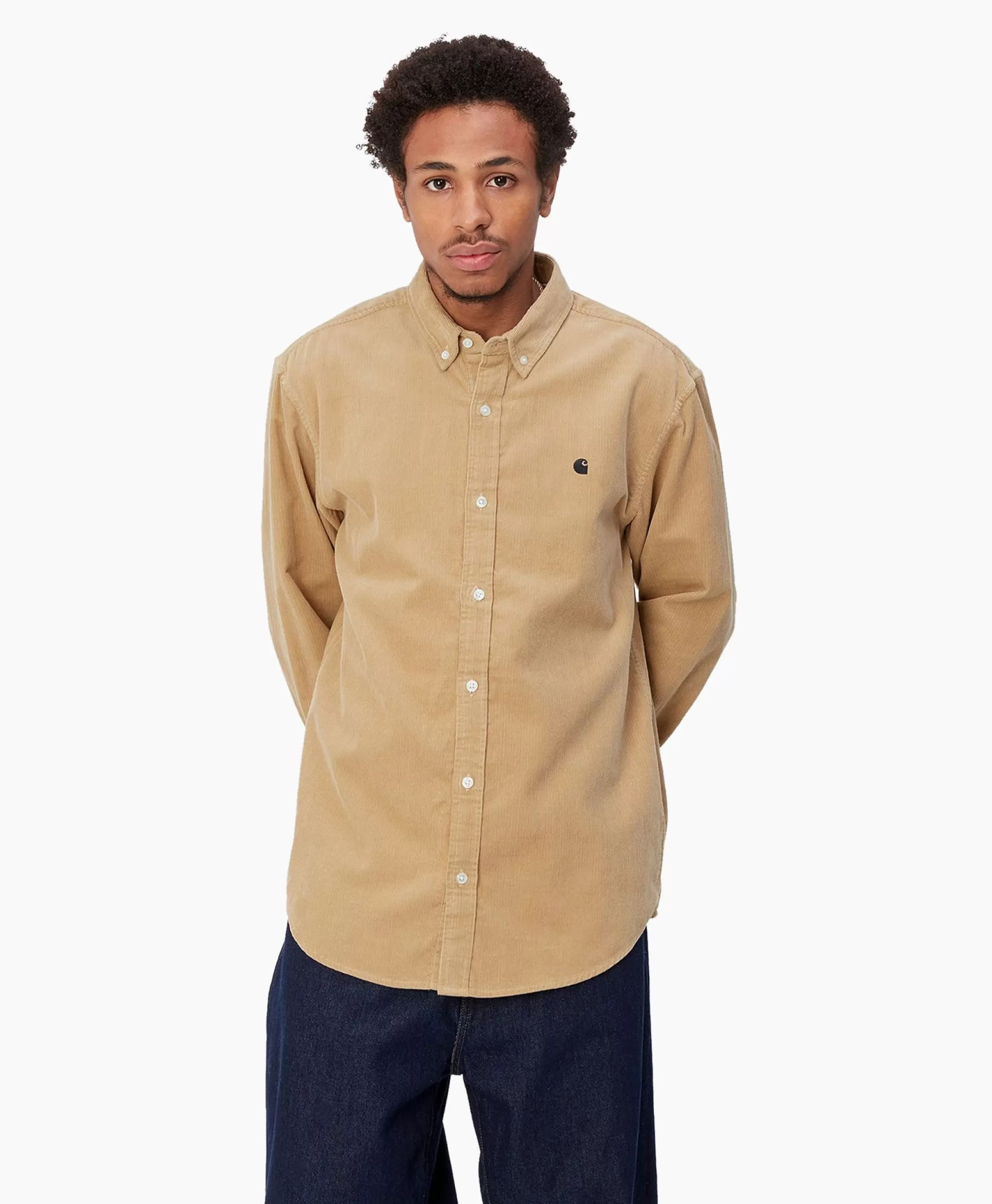 Overhemden*Carhartt Wip Overhemd L/S Madison Fine Cord Beige