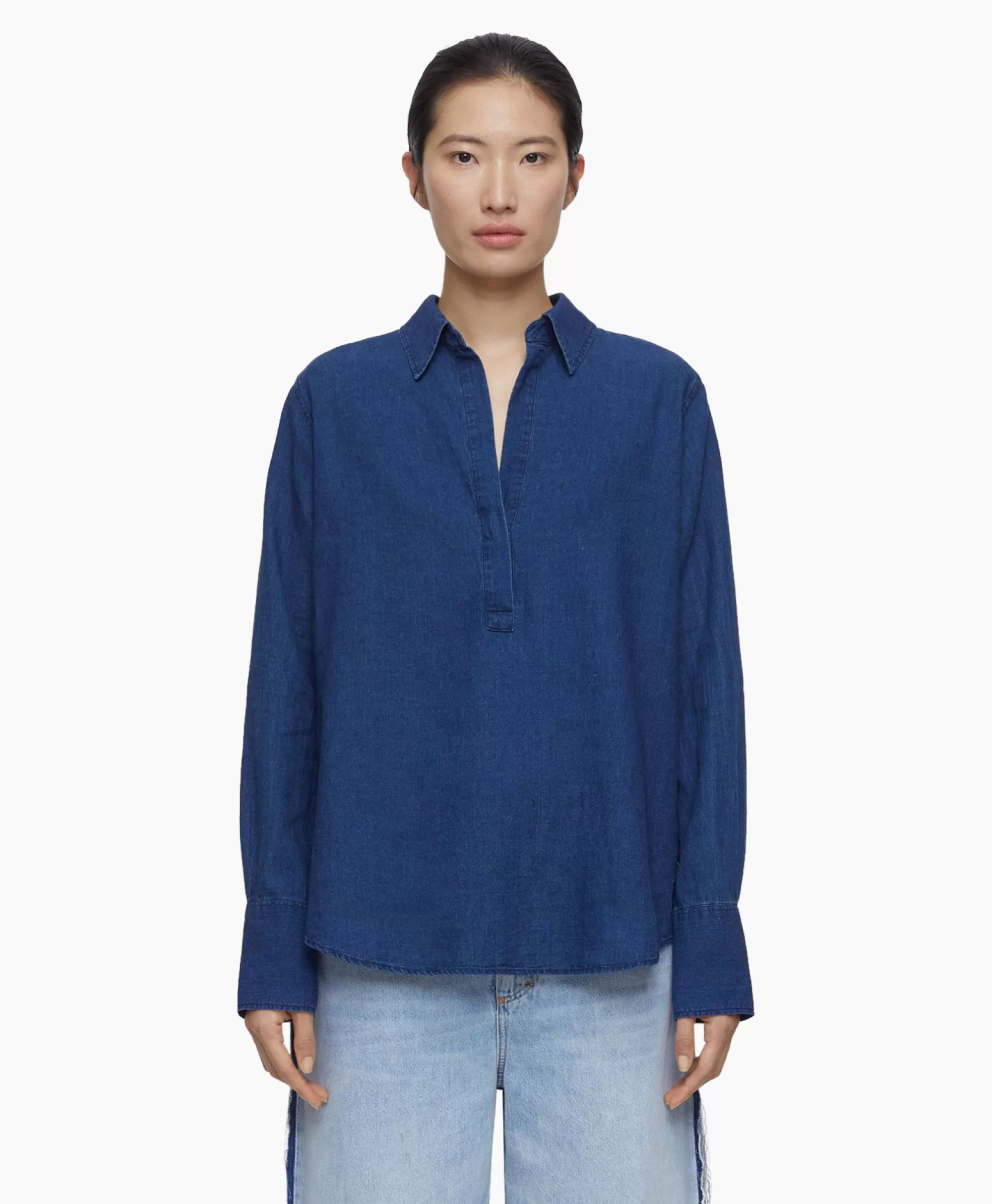 Blouses*Closed Blouse Open Neck Blauw