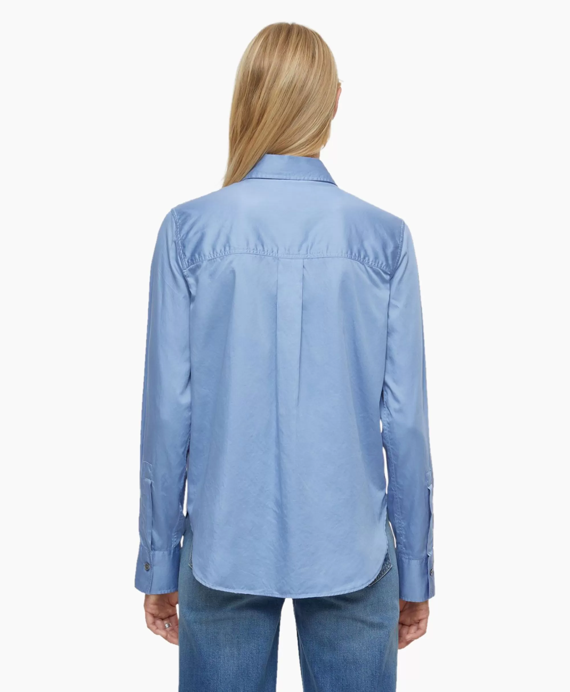 Blouses*Closed Blouse Straight Fitted Blauw