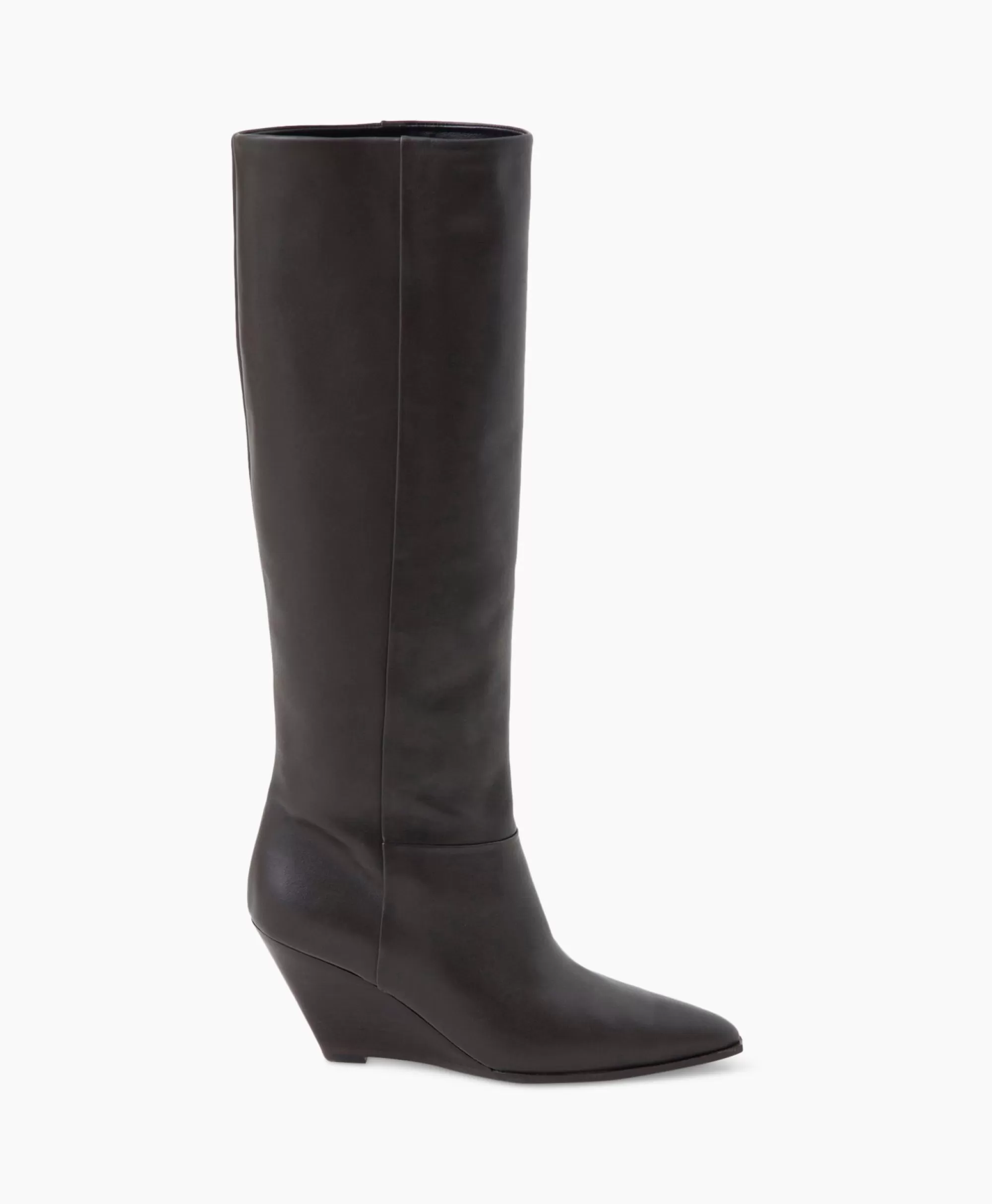 Laarzen*Closed Lange Laars Wedge Boot Donker Bruin