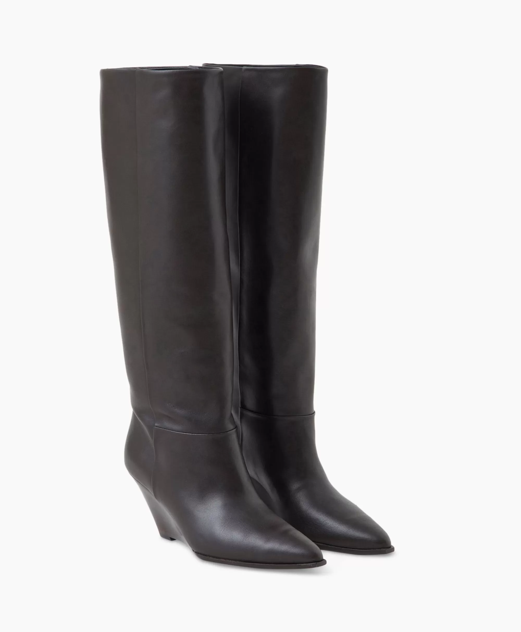 Laarzen*Closed Lange Laars Wedge Boot Donker Bruin