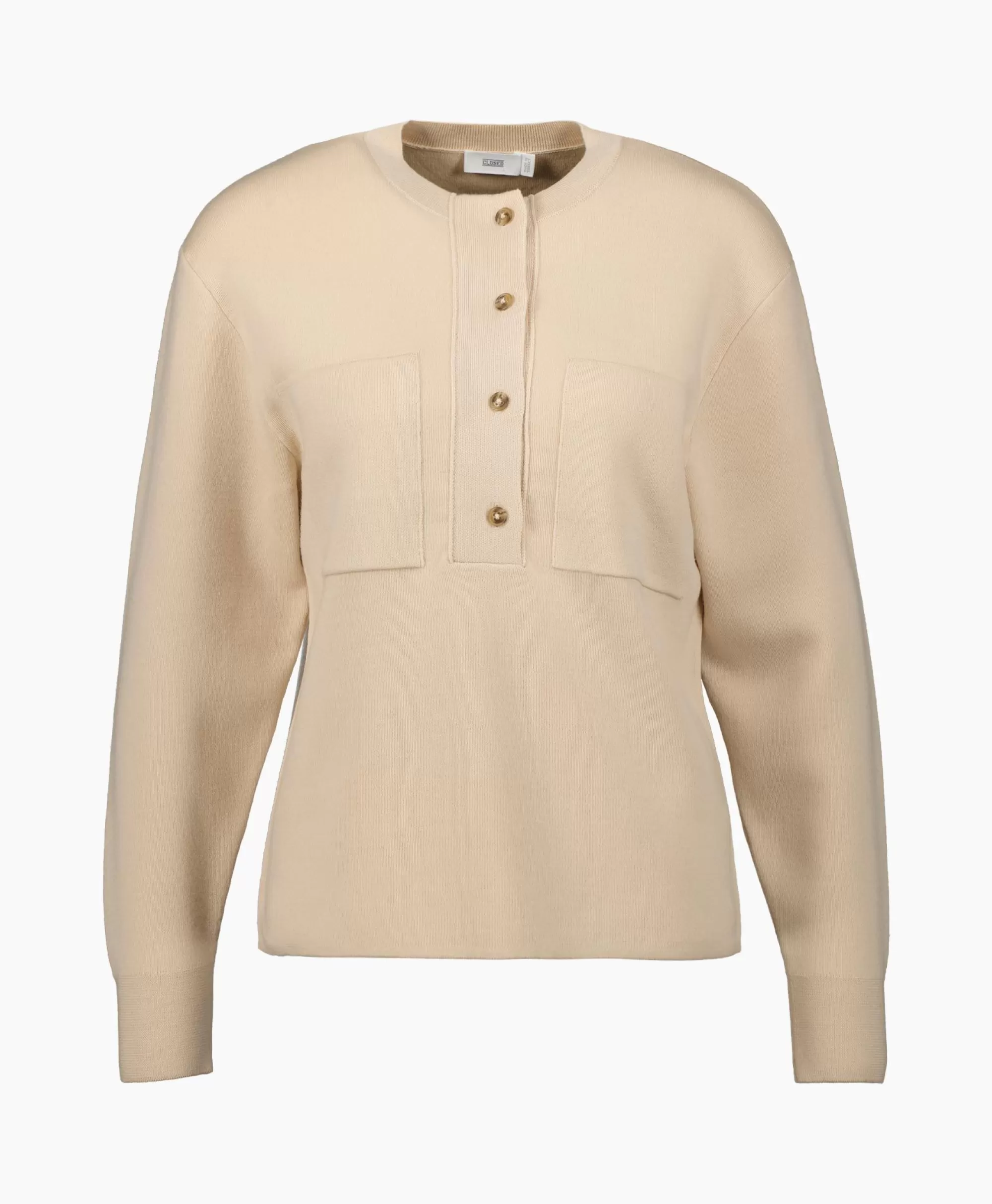 Truien*Closed Pullover Crew Neck Henley Beige