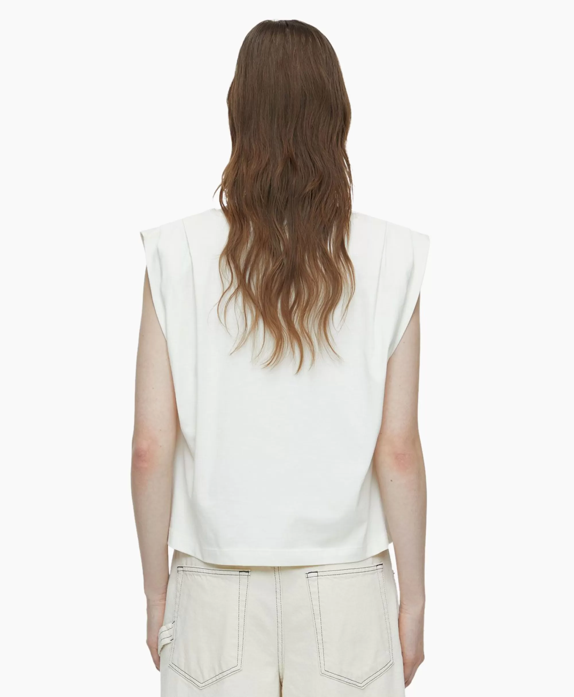 T-Shirts & Tops*Closed Top Pleated Sleeveless Off White