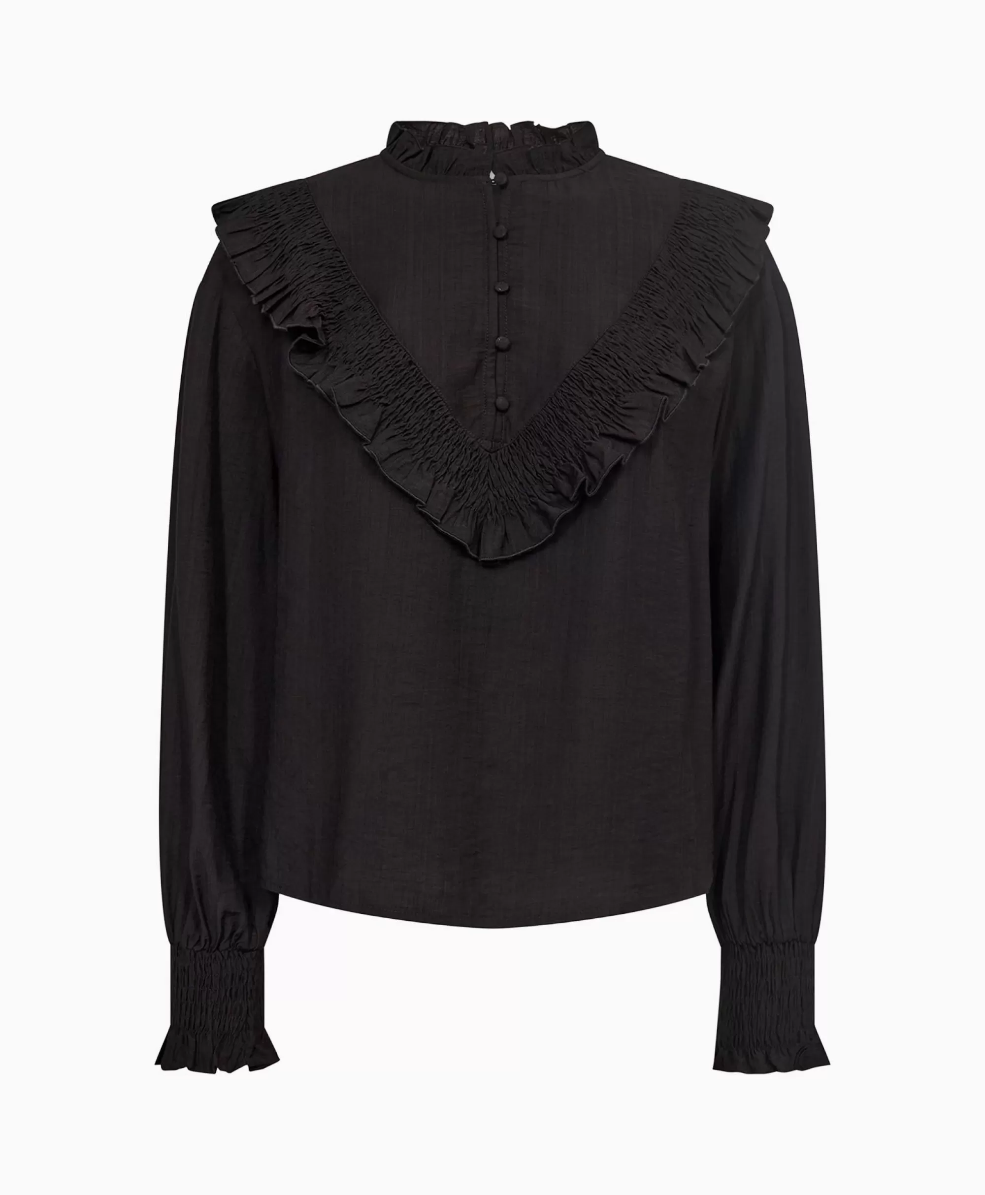 Blouses*Co'couture Co'Couture Blouse Angus Frill Zwart