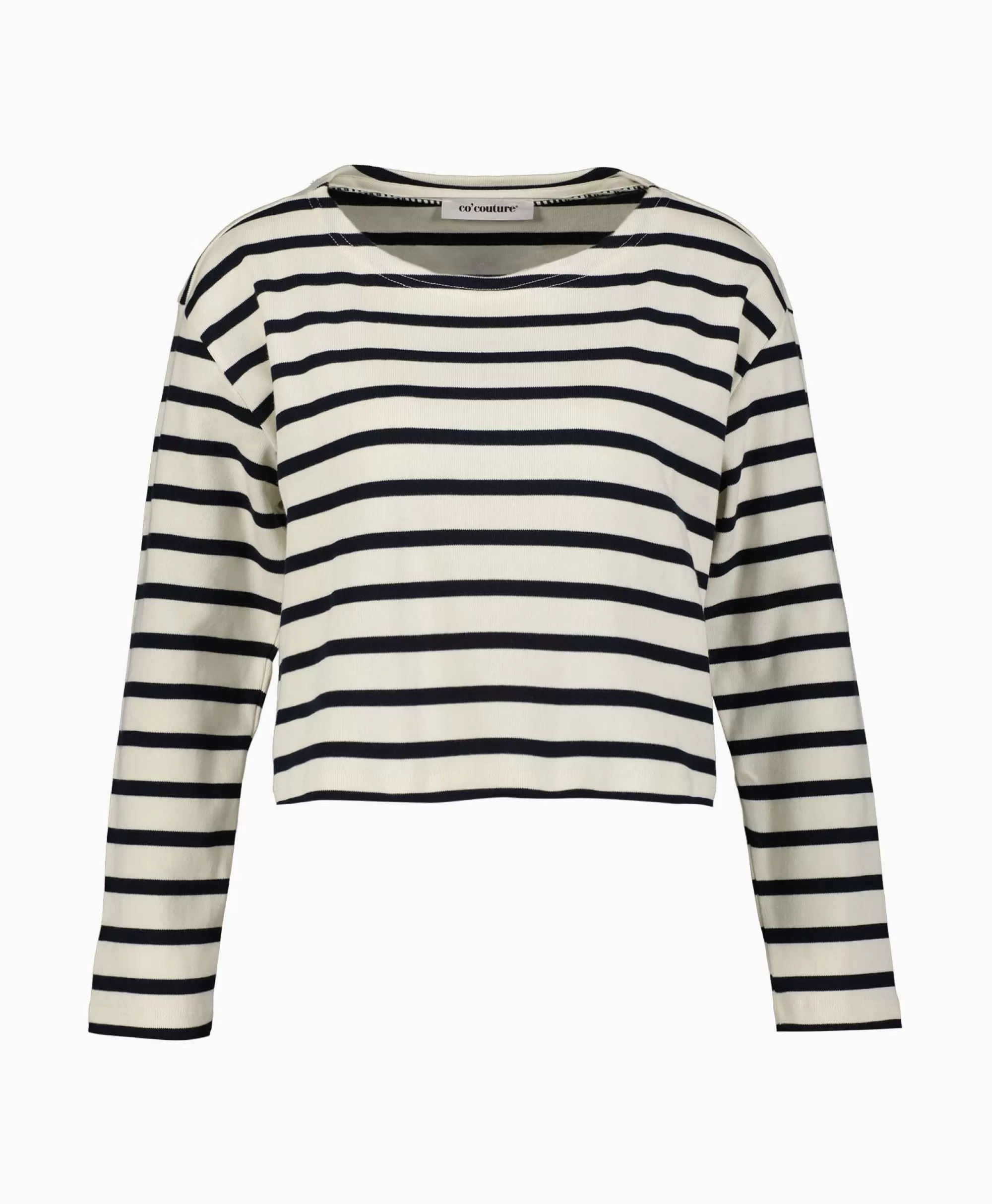 Truien*Co'couture Co'Couture Pullover Classic Stripe Crop Off White