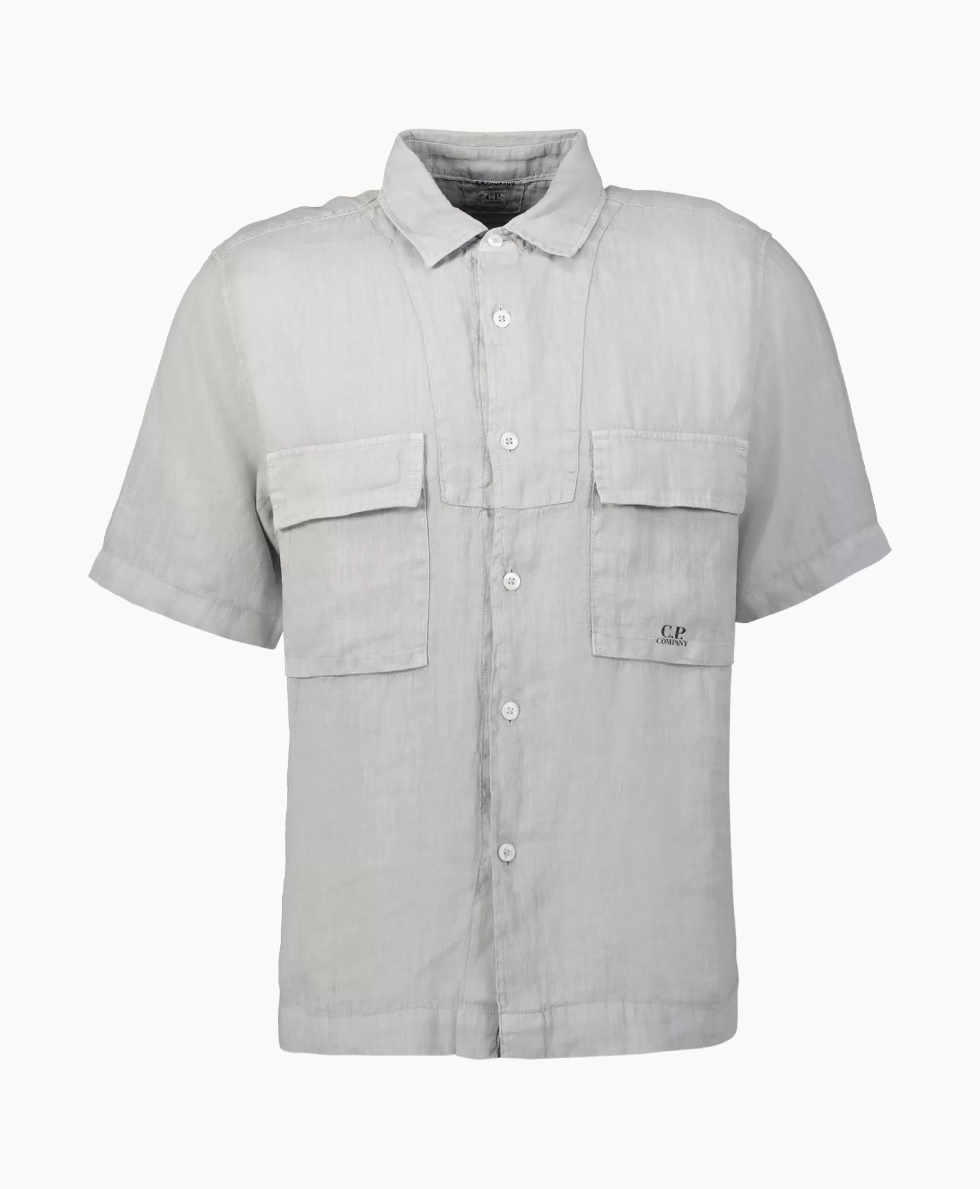 Overhemden*Cp Company Overhemd Linen Grijs