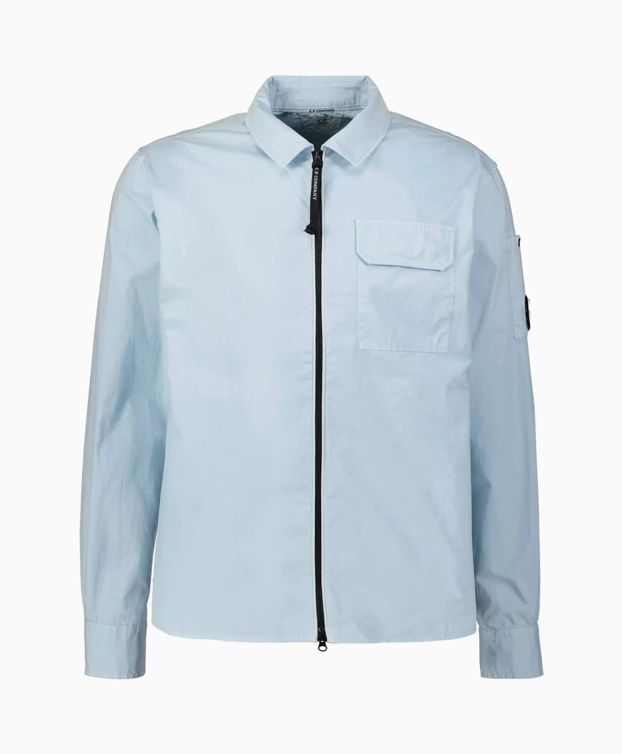 Jassen*Cp Company Overshirt Gabardine Zipped Licht Blauw