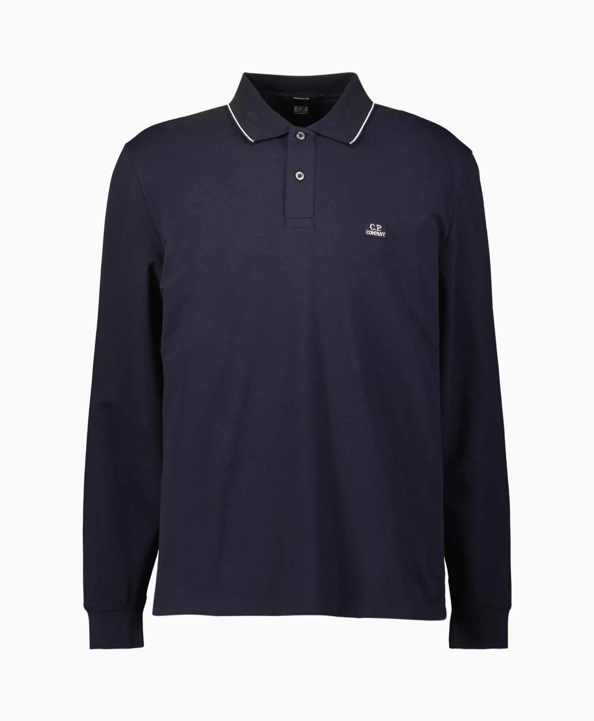 Polo'S*Cp Company Polo Stretch Piquet Regular Long Sleeve Donker Blauw