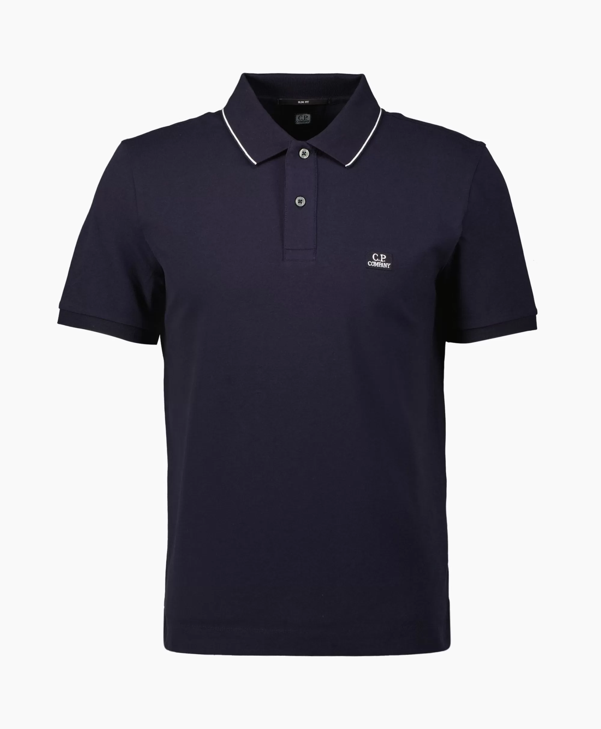 Polo'S*Cp Company Polo Stretch Piquet Striped Collar Donker Blauw