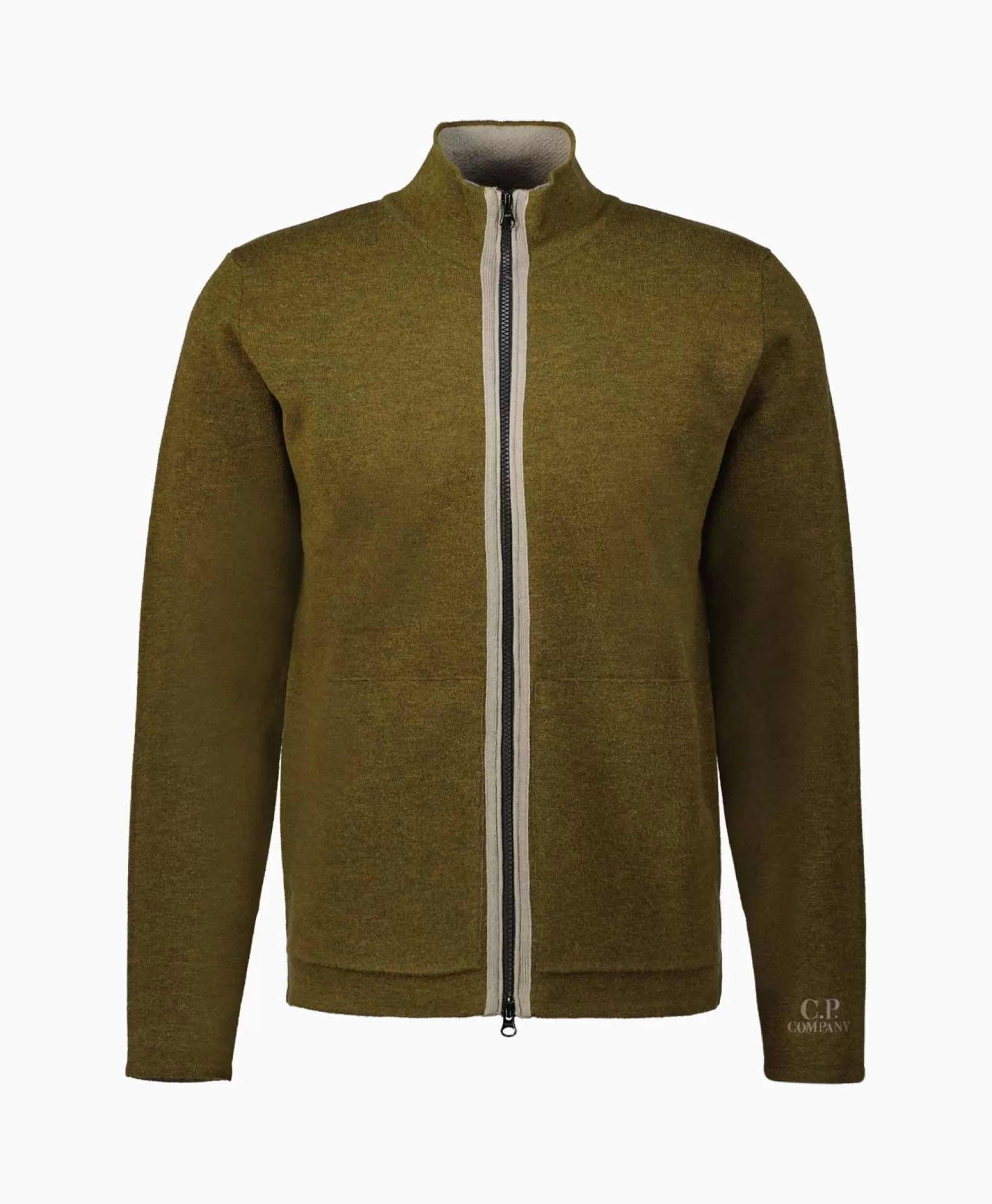 Truien*Cp Company Pullover Double Zipped Knit Groen