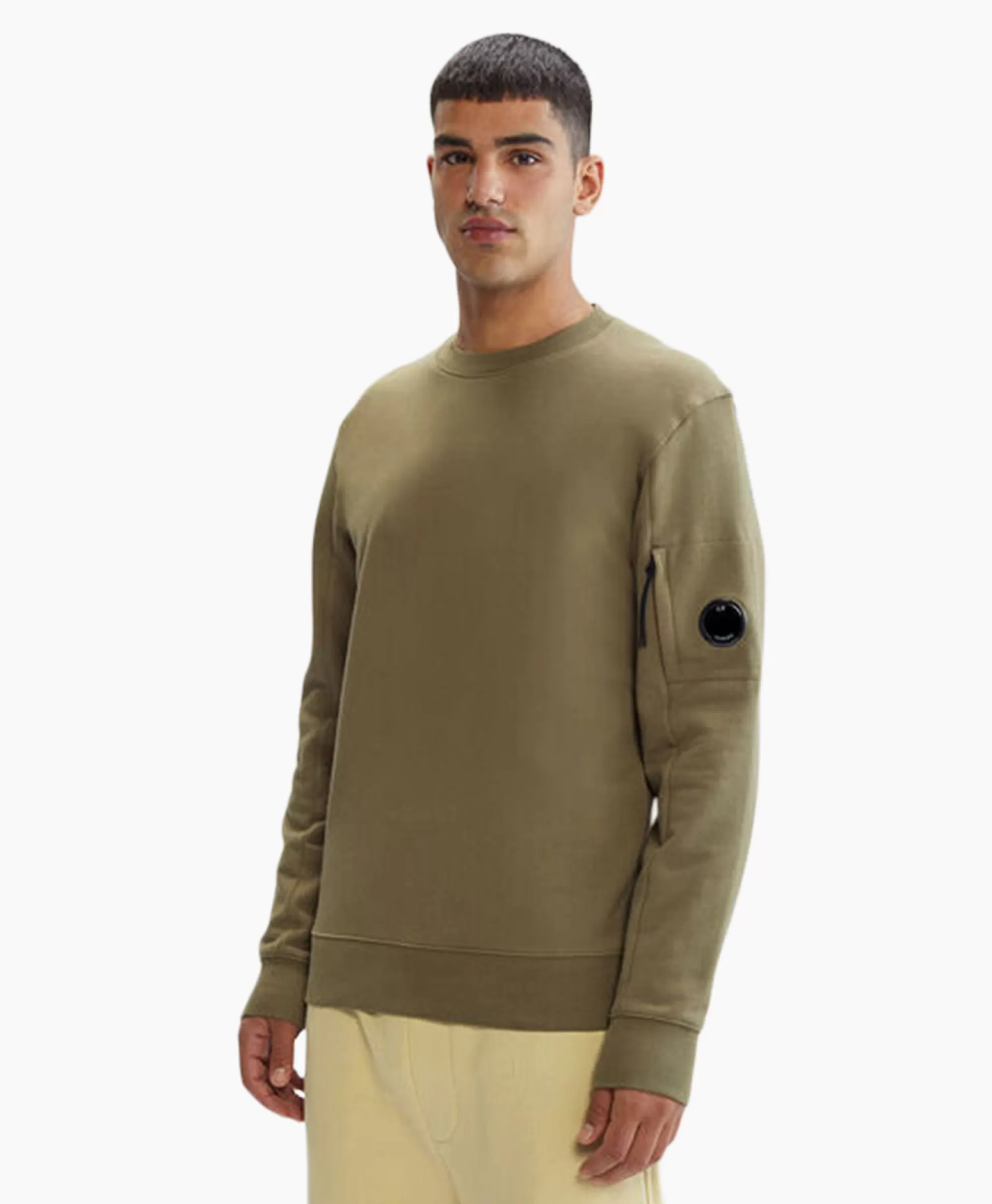 Truien*Cp Company Sweater Diagonal Raised Fleece Groen