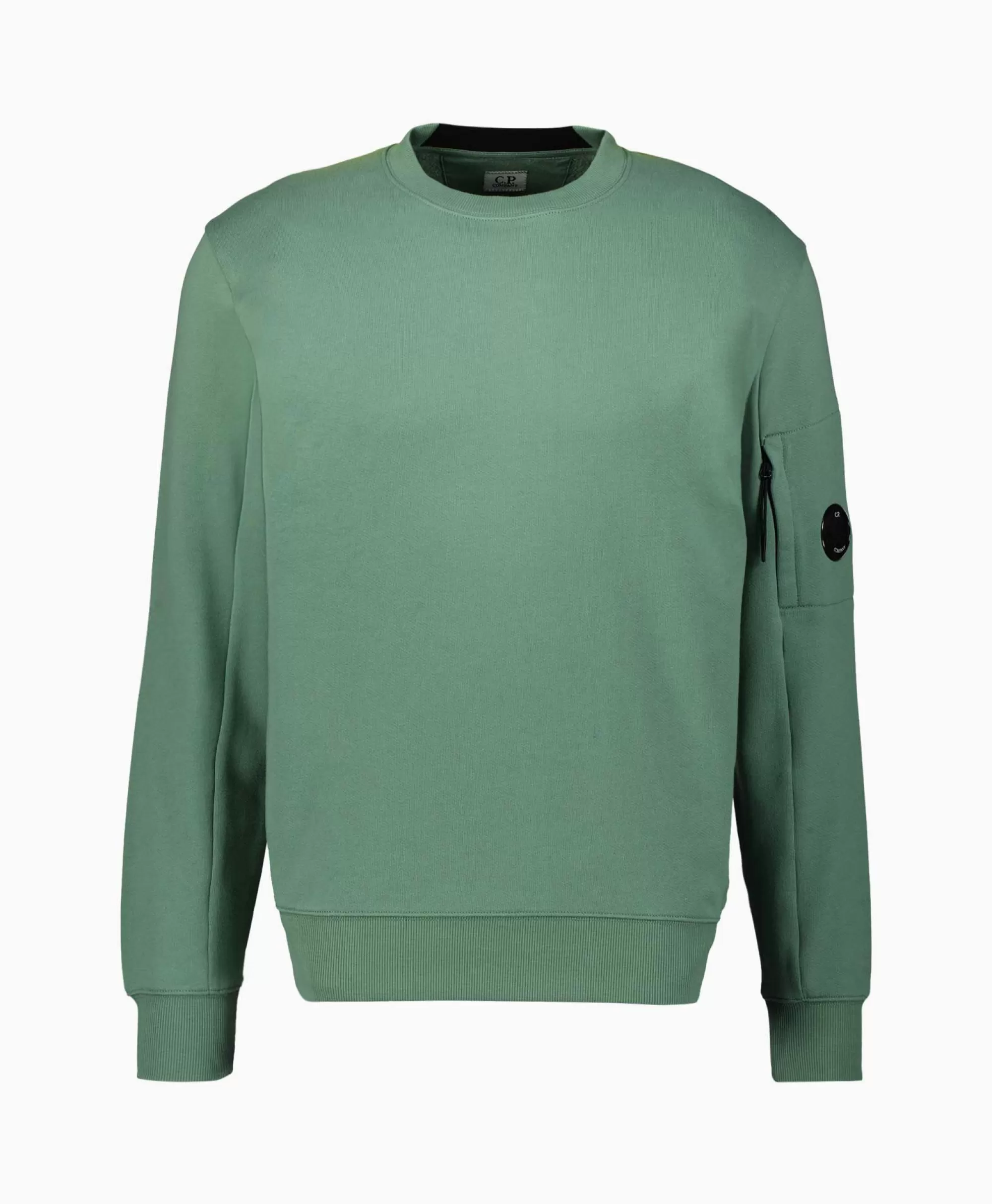 Truien*Cp Company Sweater Diagonal Raised Fleece Licht Groen