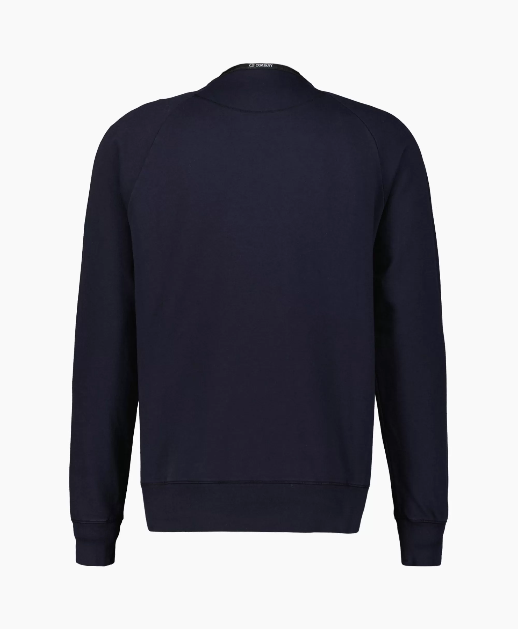 Truien*Cp Company Sweater Light Fleece Logo Donker Blauw