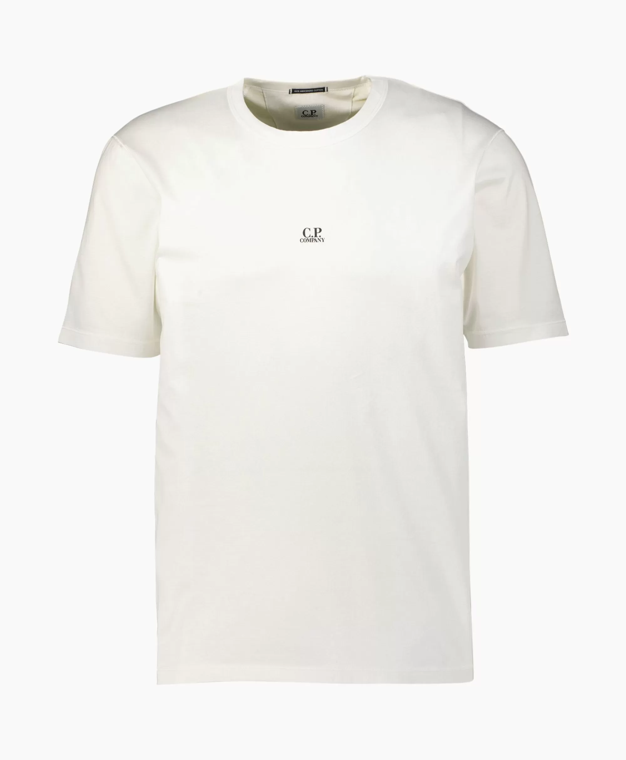 T-Shirts*Cp Company T-Shirt Mercerized Jersey Logo Wit