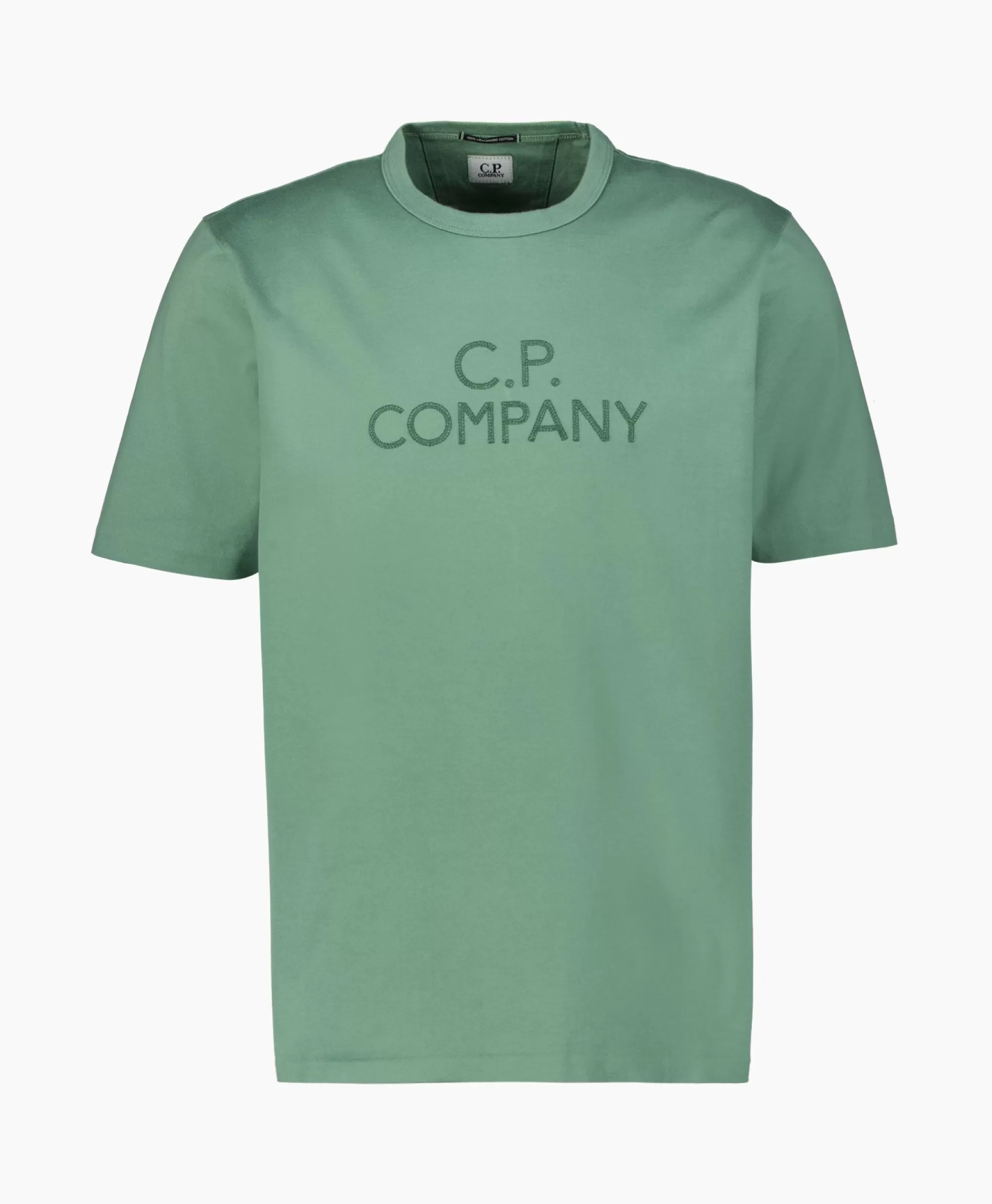 T-Shirts*Cp Company T-Shirt Mercerized Jersey Twisted Logo Licht Groen