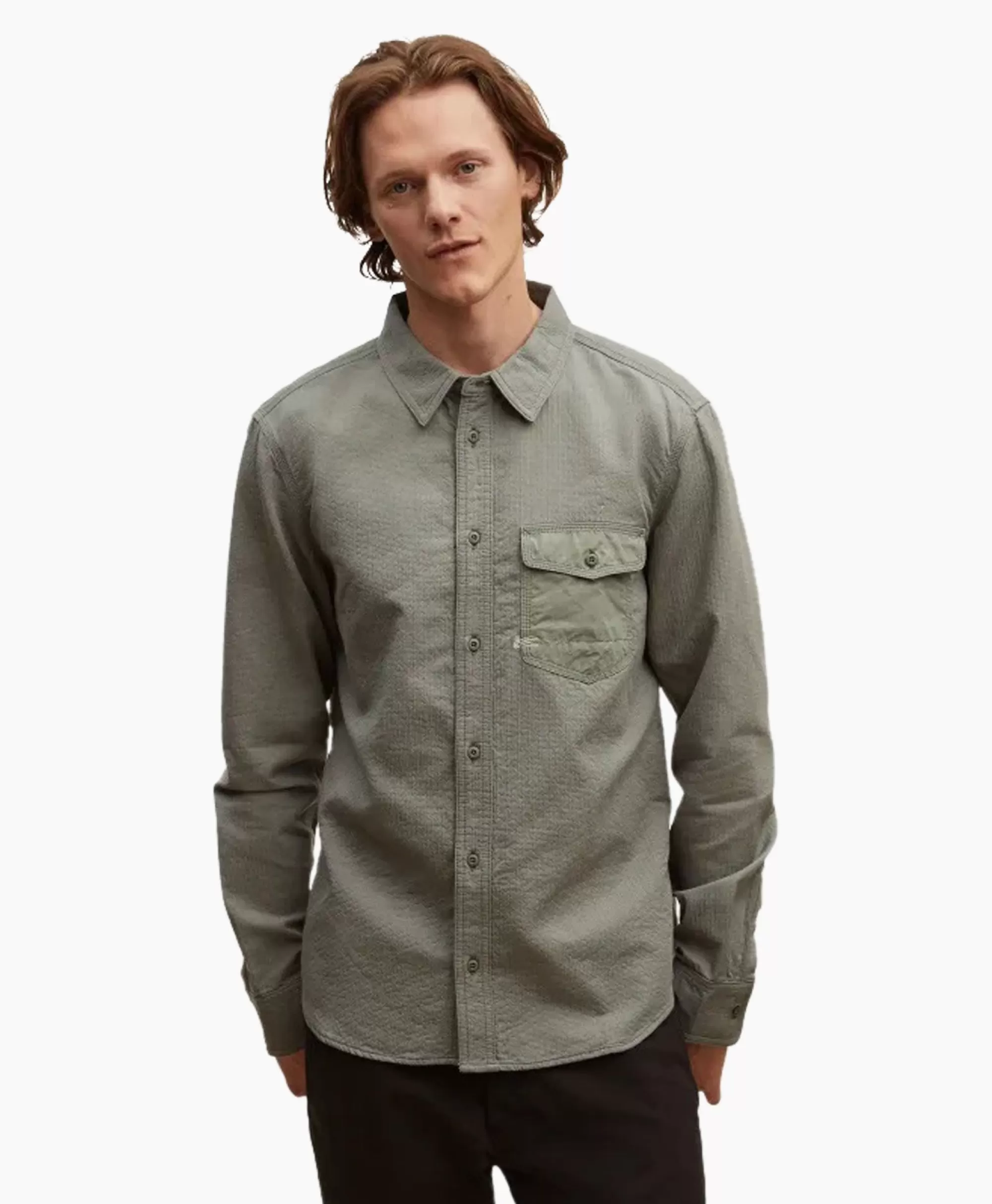 Overhemden*Denham Overhemd Worker Reg Shirt Sfm Groen