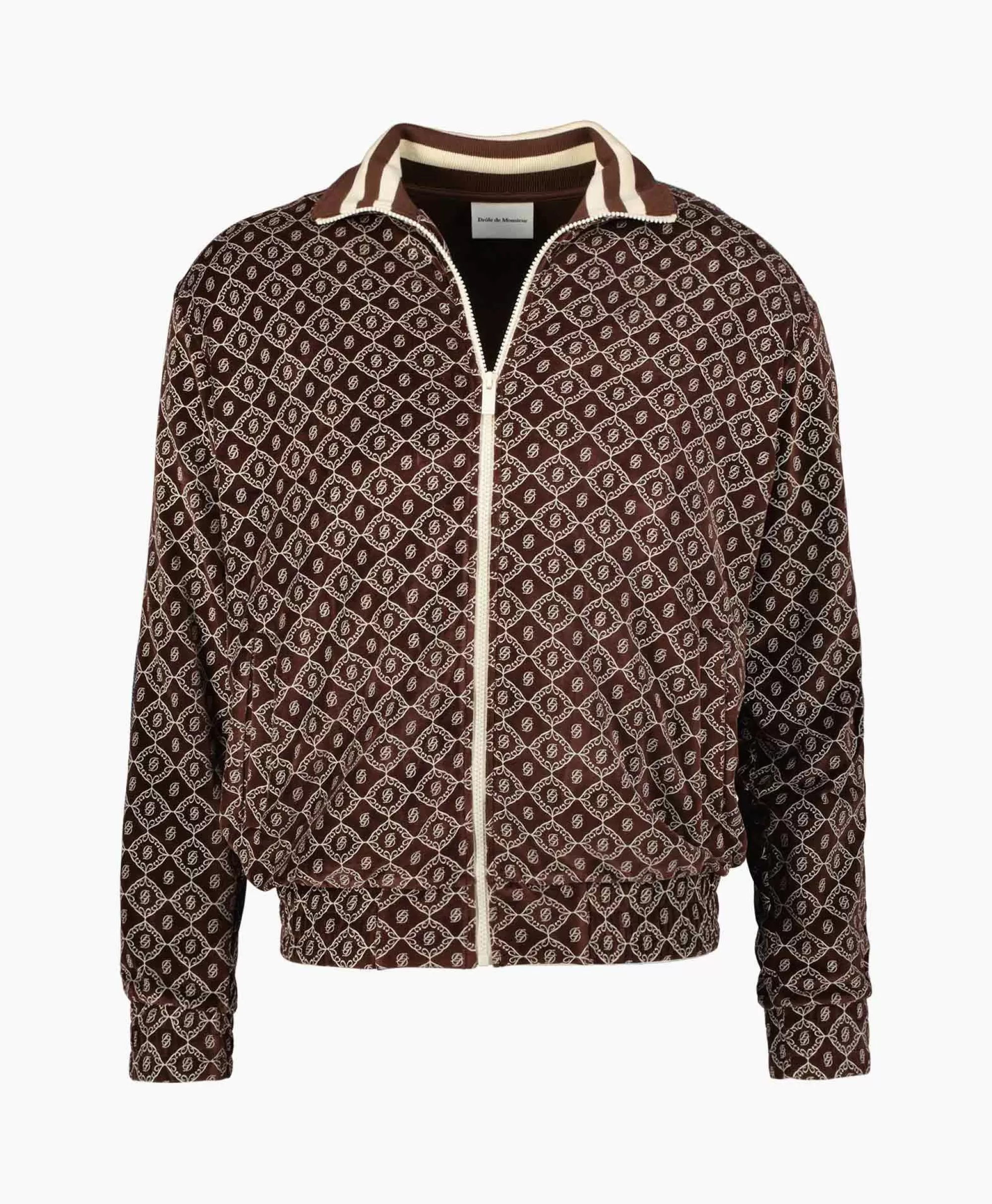 Vesten*Drole De Monsieur Jack La Veste Survet' Velours Monogramme Bruin