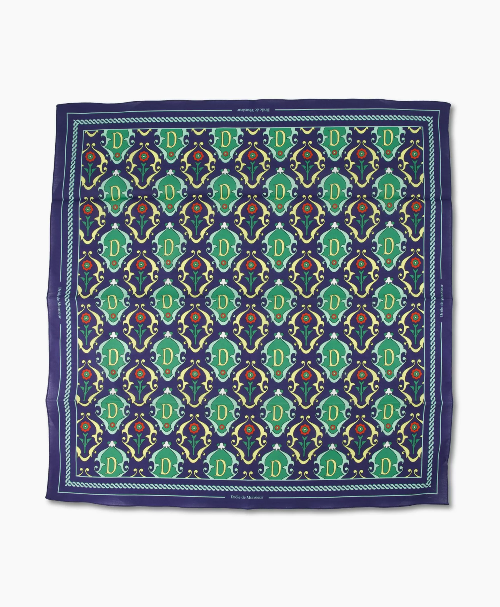 Sjaals*Drole De Monsieur Sjaal La Foulard Ornements Donker Blauw