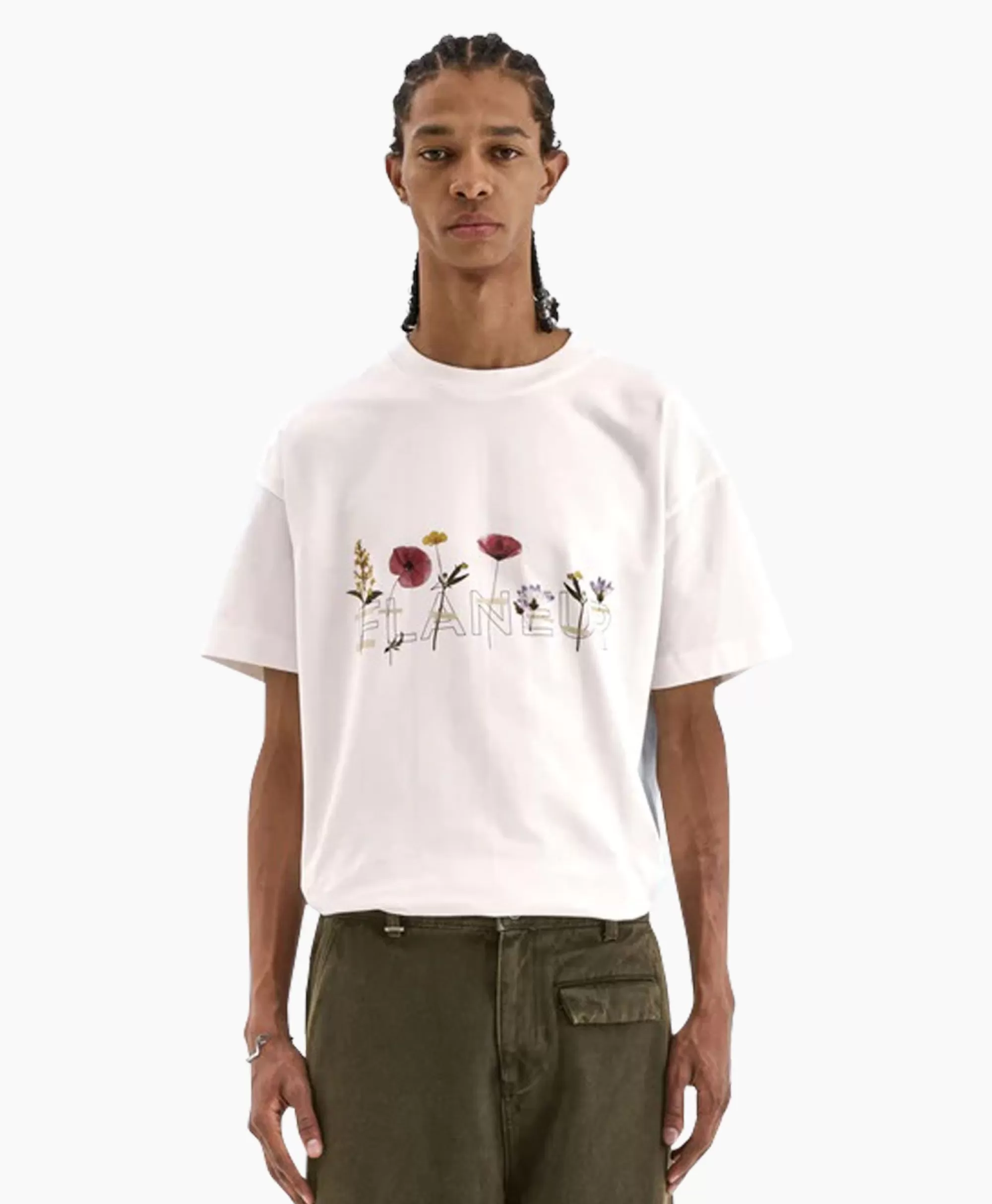 T-Shirts*Flâneur Flaneur T-Shirt Korte Mouw Botanical Wit