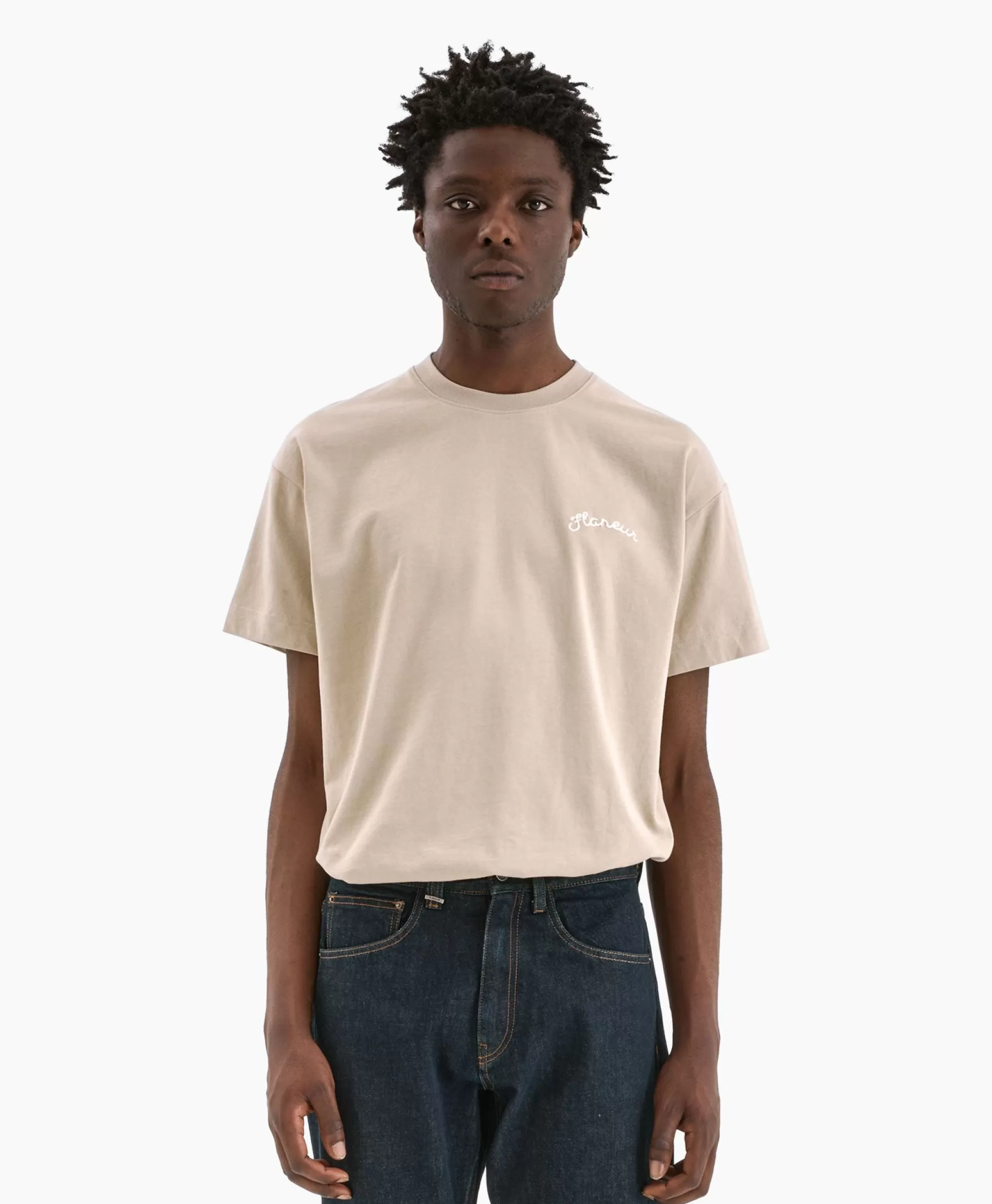 T-Shirts*Flâneur Flaneur T-Shirt Korte Mouw Signature Beige