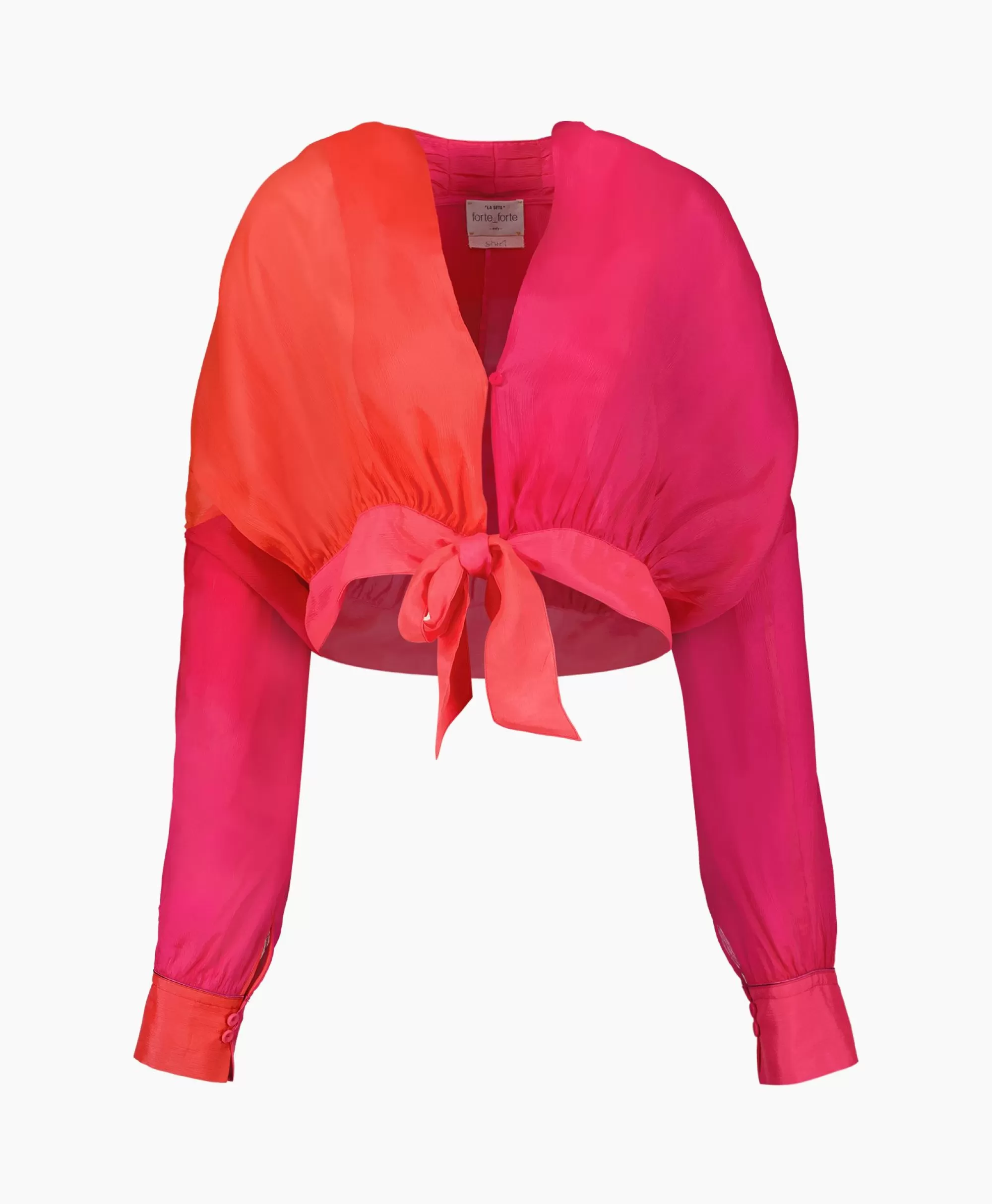 Blouses*Forte_forte Blouse Crepon Silk Shaded Sash Pink