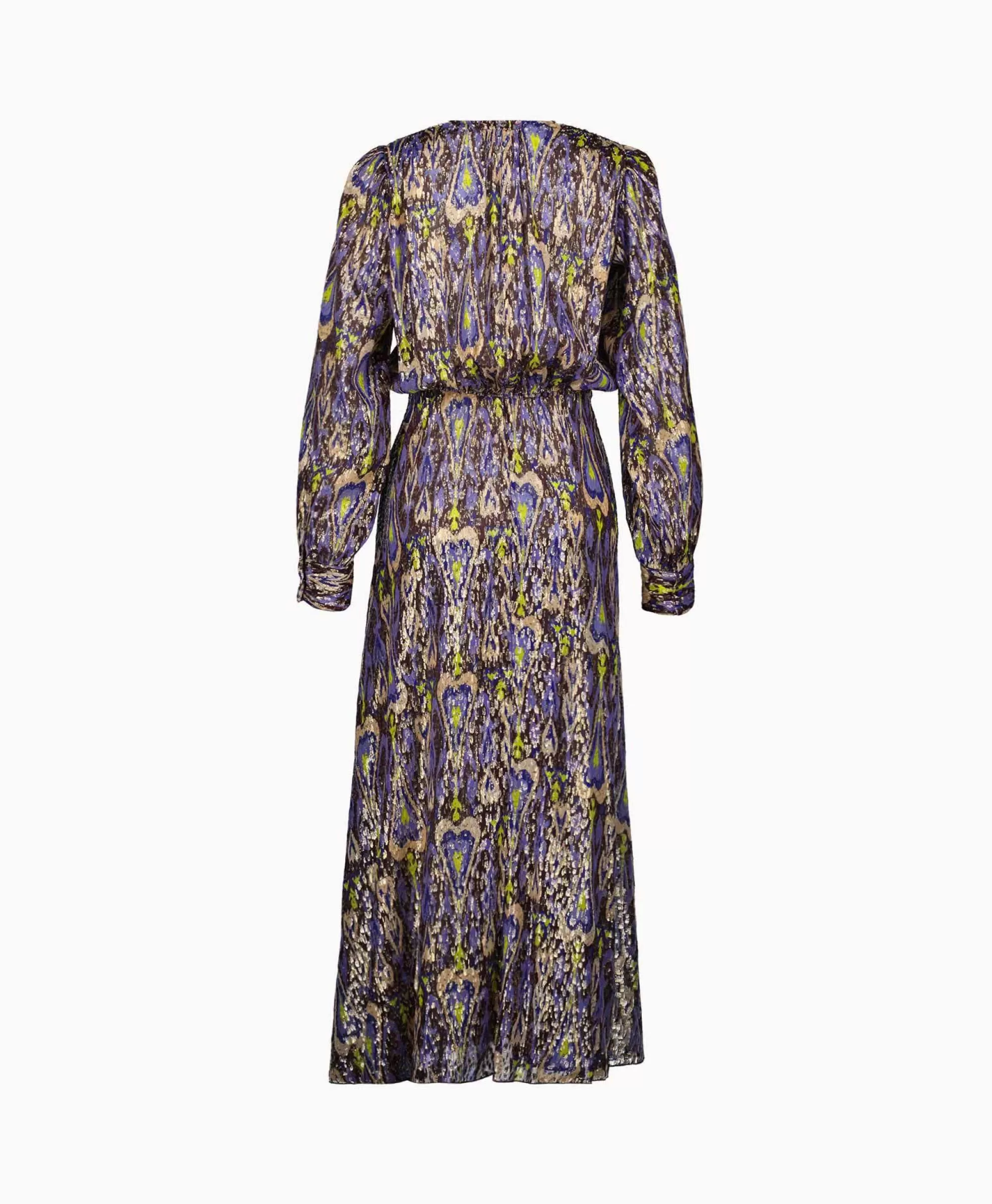 Jurken*Forte_forte Maxi Jurk Print Fil Coup Long Dress Norther Light Blauw