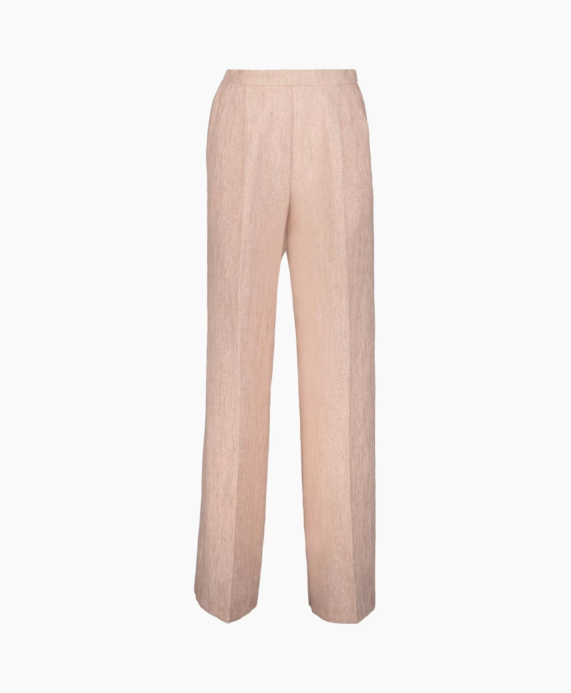 Broeken*Forte_forte Pantalon Linen Lurex Micro Herringbone Wide Leg Rose