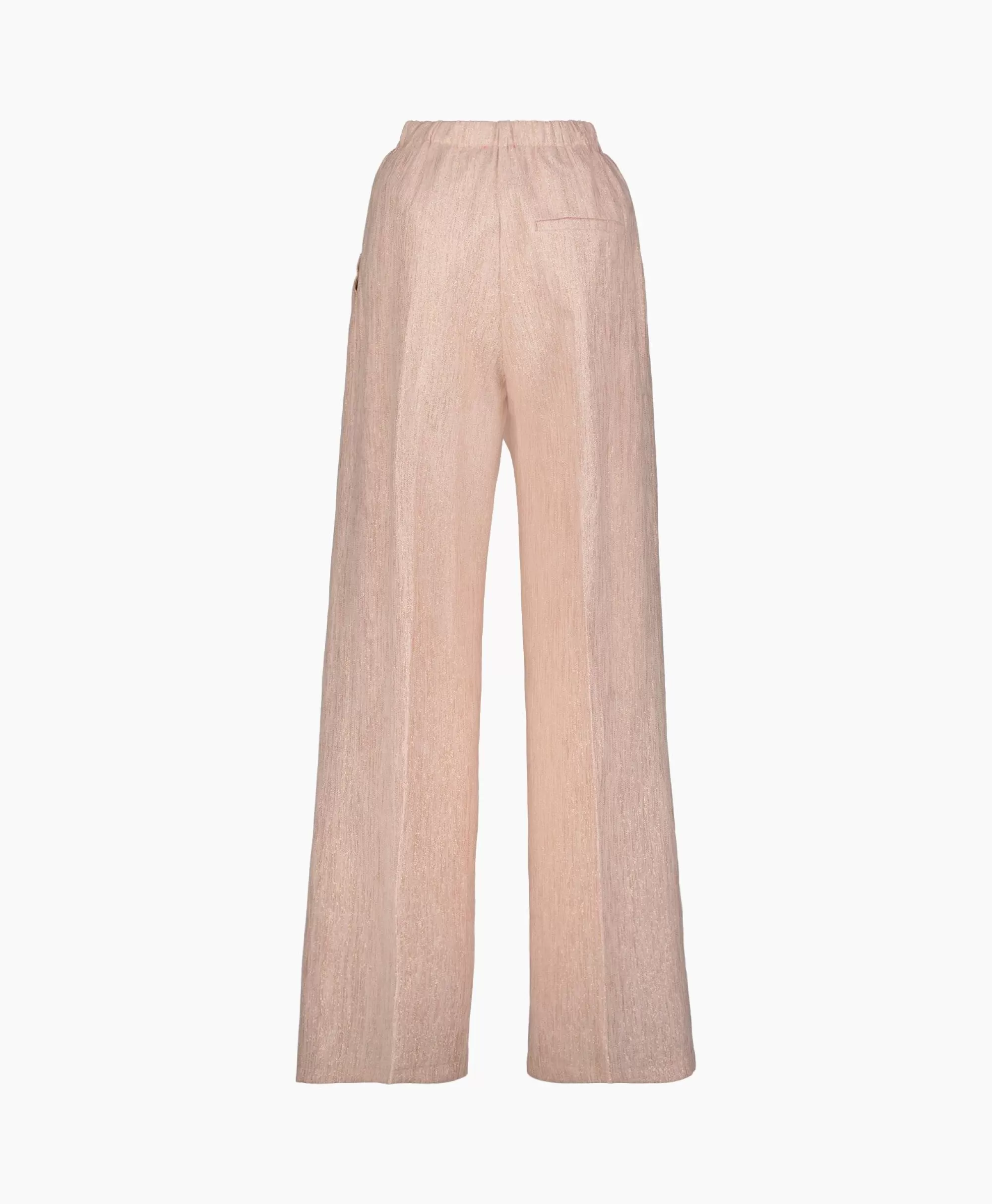Broeken*Forte_forte Pantalon Linen Lurex Micro Herringbone Wide Leg Rose