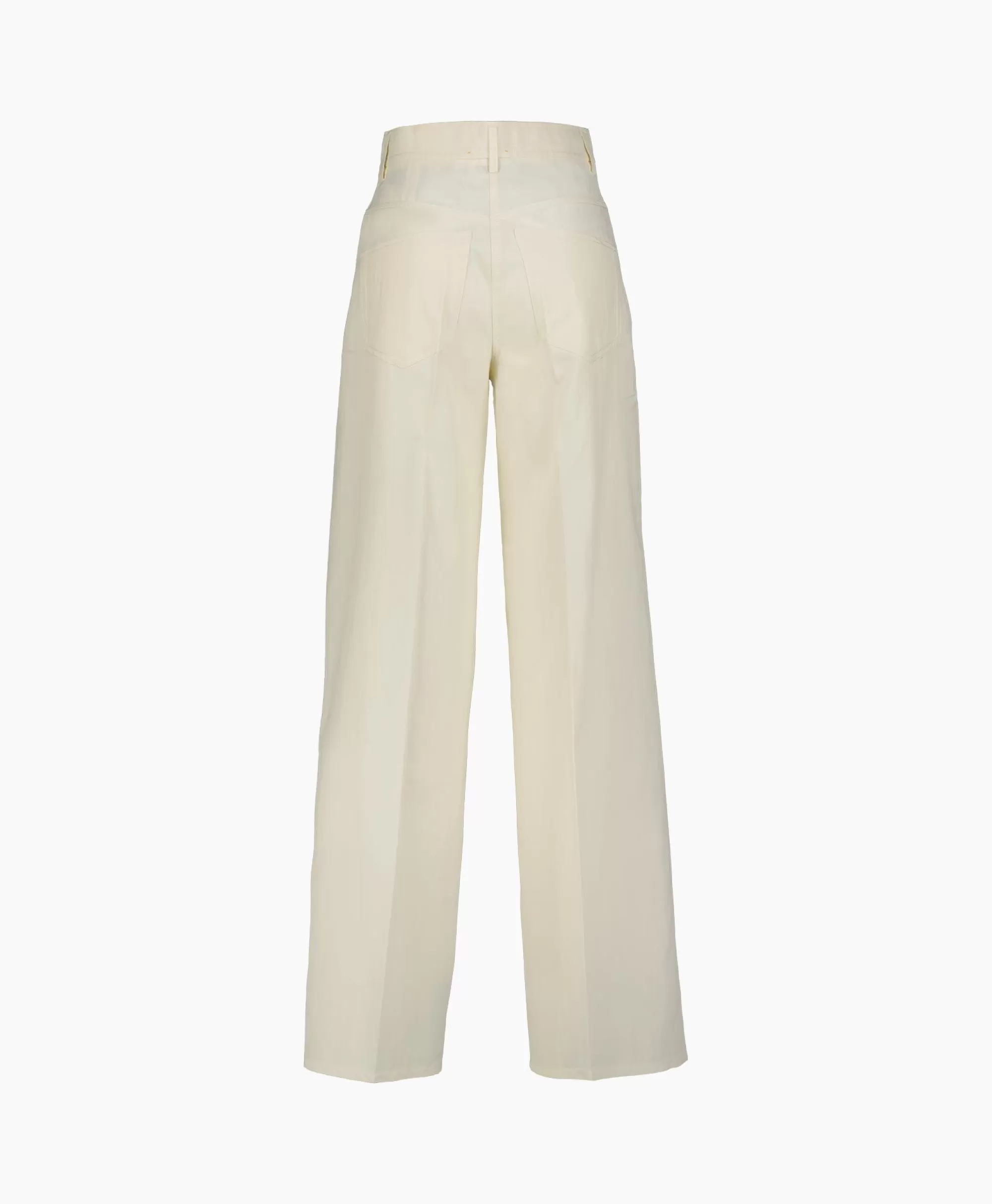 Broeken*Forte_forte Pantalon Viscose Cotton Chic Twill 5 Pockets Ecru