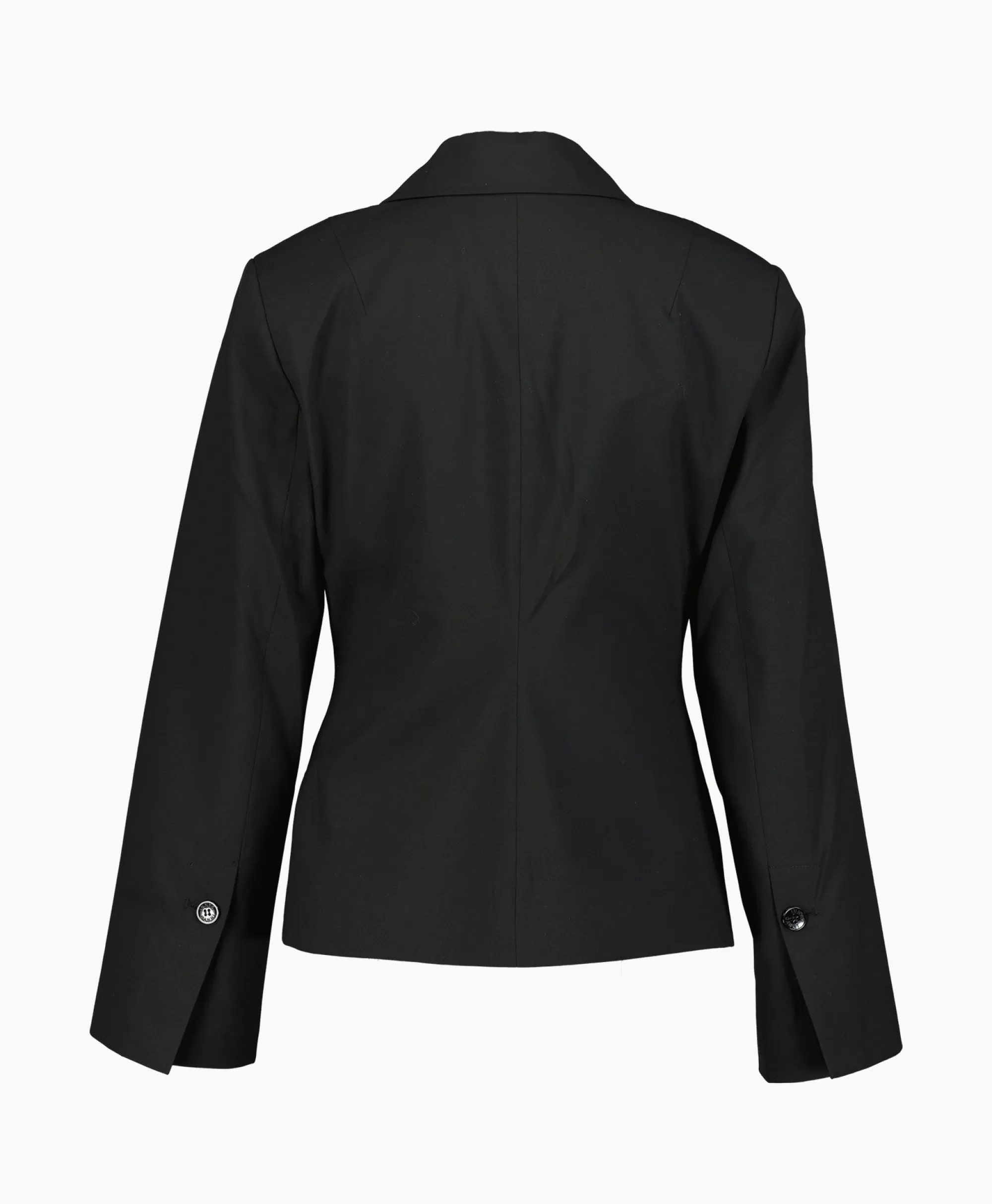 Blazers*Ganni Blazer Drapey Melange Fitted Double Breasted Zwart